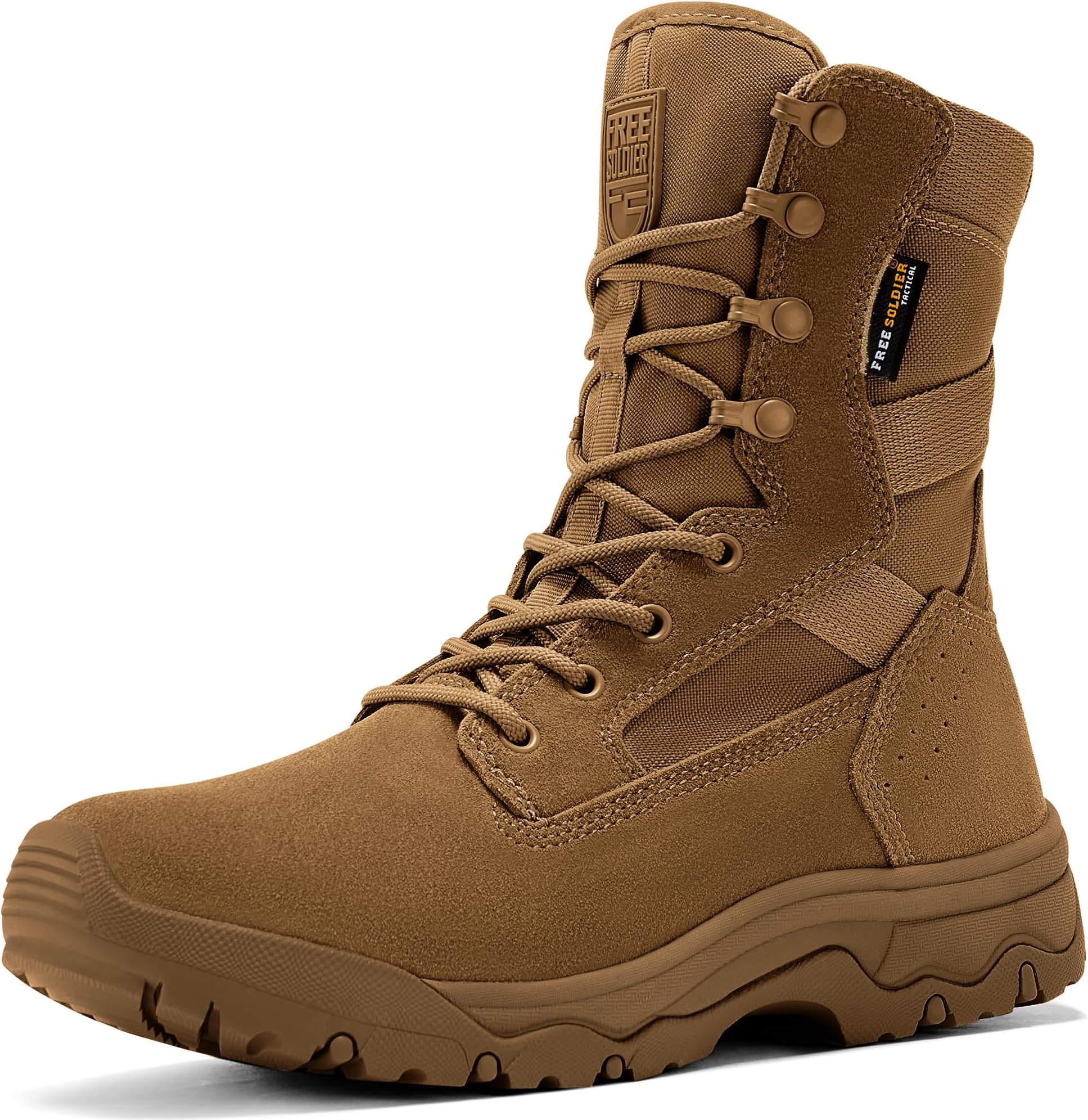 FREE SOLDIER Men's Work Tactical Boots 8 Inches Lightweight Combat Boots Durable Suede Leather Military Boot Desert Boot