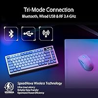 Vista 3 de ASUS Teclado mecánico inalámbrico ROG Azoth para juegos, 75% TKL, conectividad trimodo, interruptores lineales ROG NX Snow prelubricados Blanco