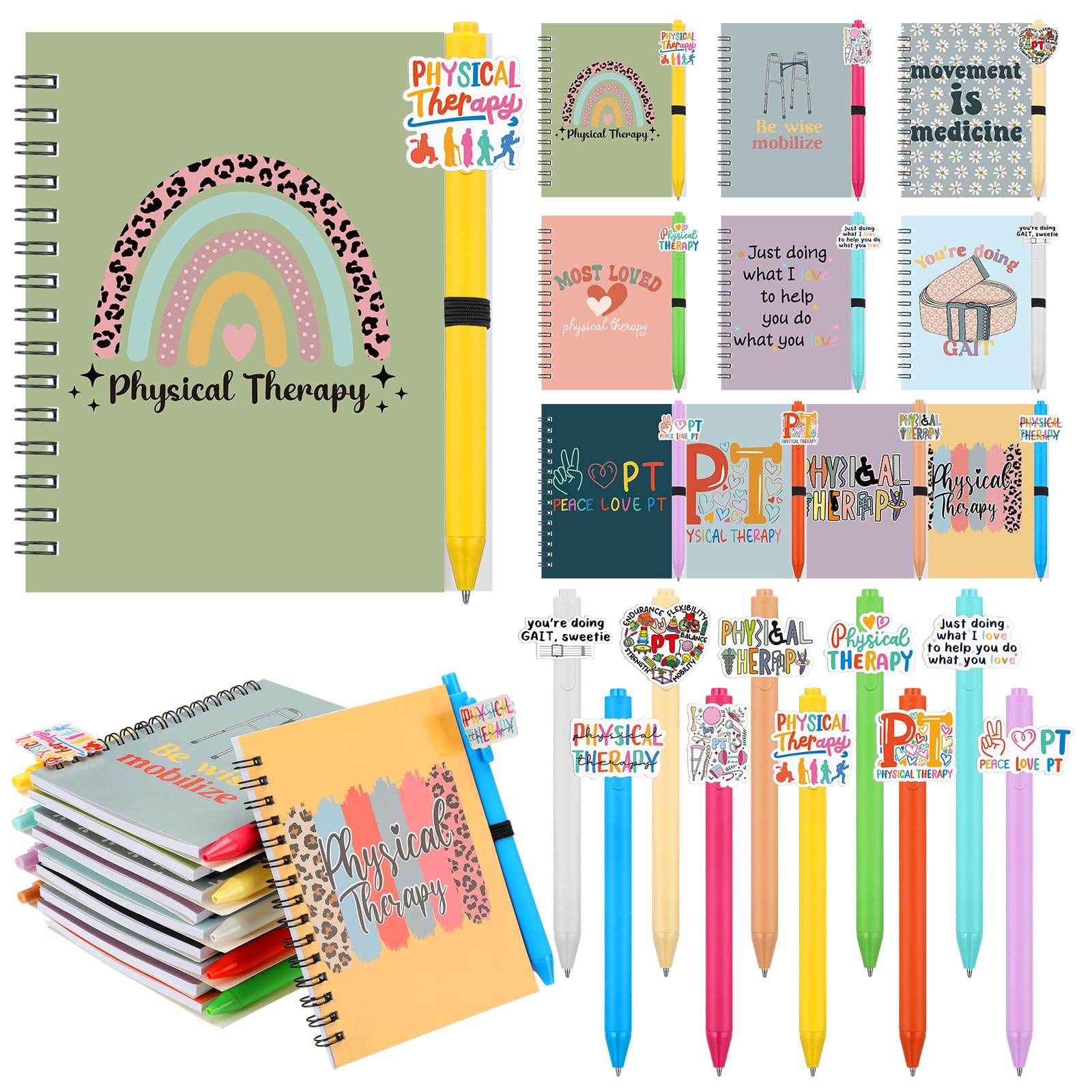 Carnet de motivation physiothérapeute au quotidien : lot de 30 carnets de notes avec 10 stylos - 8
