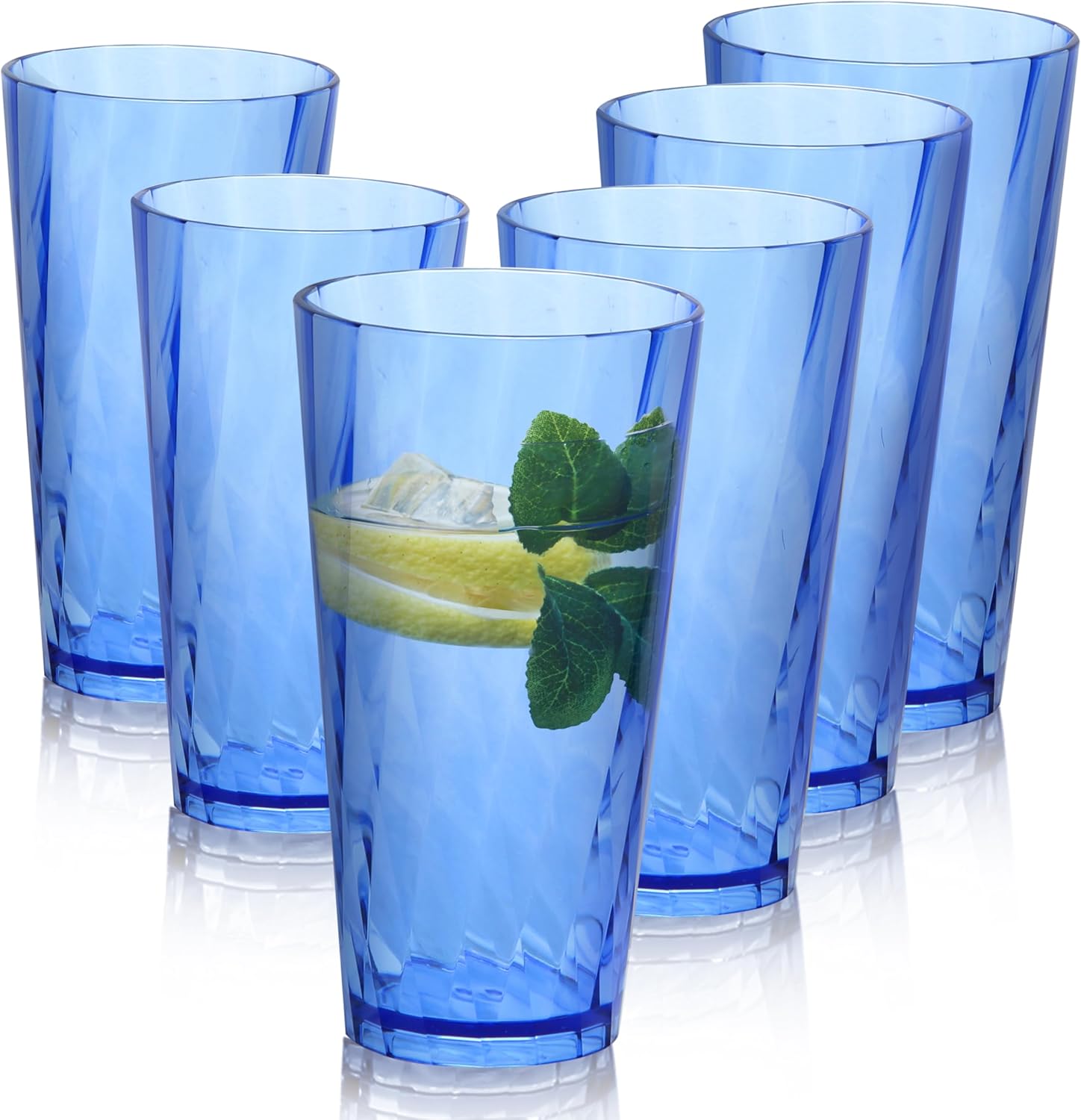 HONGBOLI unbreakable Plastic Drinking Glasses,Set of 6