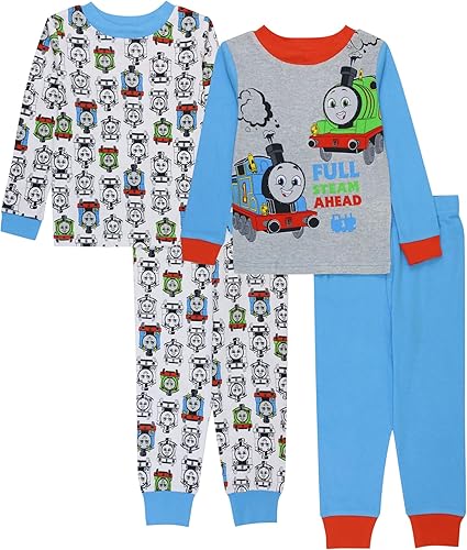 Thomas &amp; Friends Baby Thomas The Train - Conjunto de pijama de algodón de 4 piezas para niños