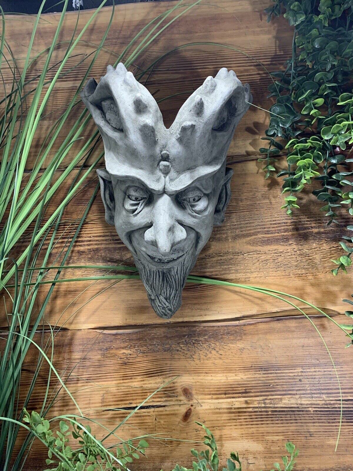 J And L Stone Ornaments Stone Garden Large Gargoyle Gremlin Joker Wall Plaque Hanger Planter Ornament