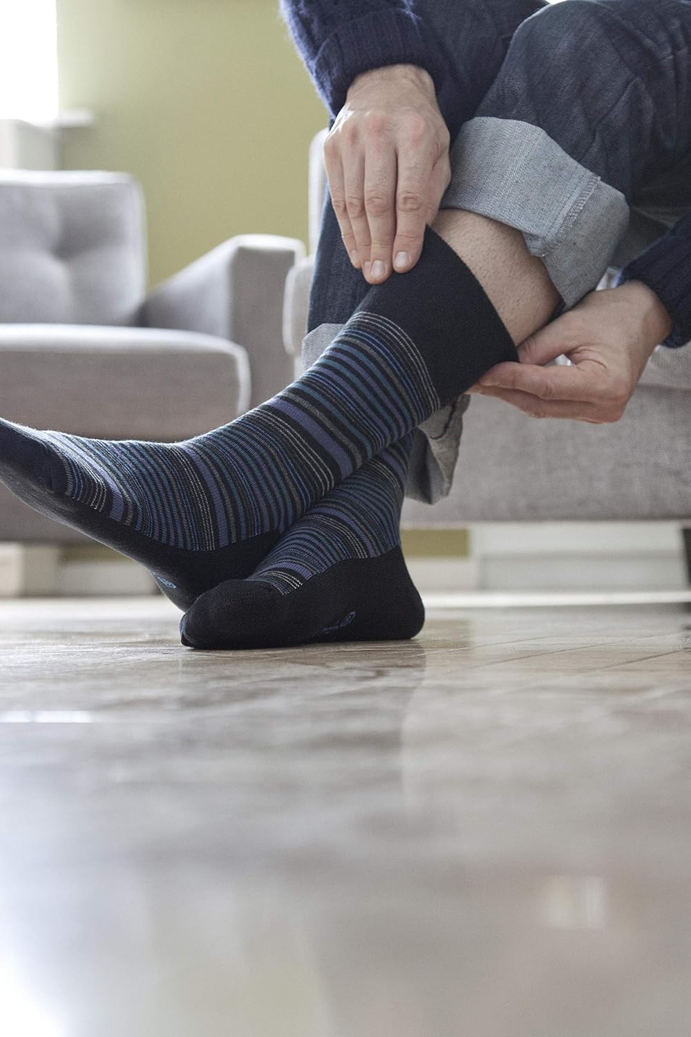 Gentle Grip - 3 Pack Mens Non Binding Loose Fit Top Crew Socks