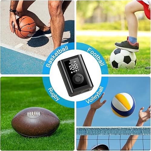 Miniatura 2 de BUNUD Bomba de bola para pelotas deportivas bomba de aire portátil con manómetro y pantalla LCD, inflado rápido de 15 psi para baloncesto, fútbol,