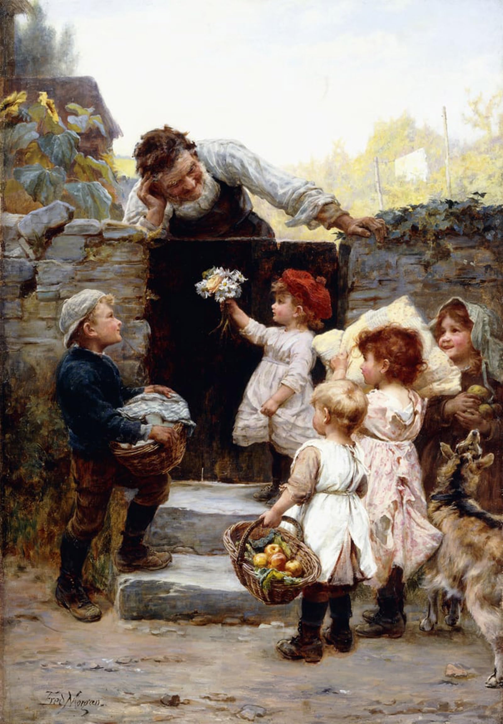 Artxlxxbn No Frame Famous Painting Canvas Artwork Graffiti Print Grandfather By Frederick Portrait Canvas Image For Home Decor 60X90cm