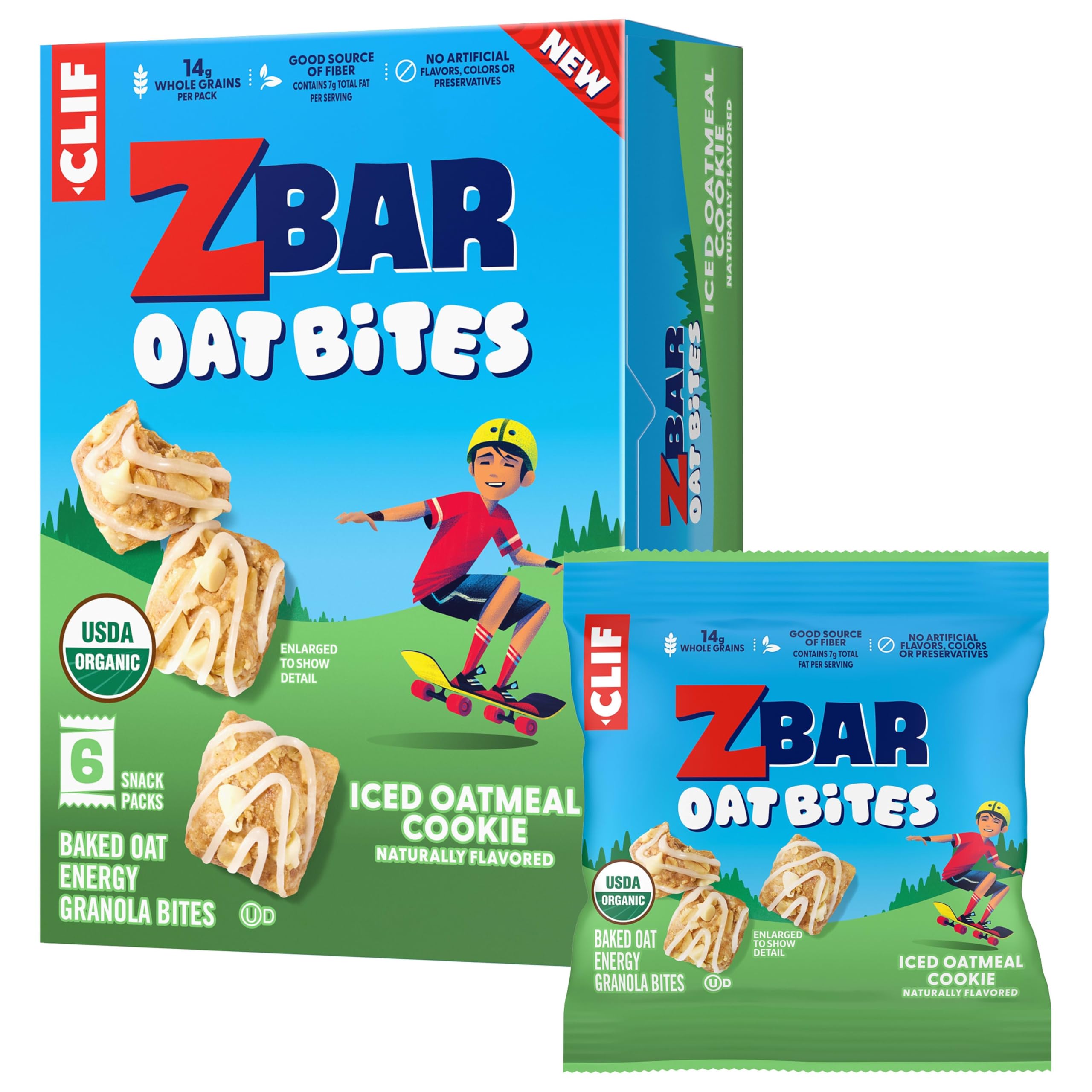 Zbar Oat Bites - Iced Oatmeal Cookie - Baked Oat Energy Granola Bites - USDA Organic Snacks for Kids - 14g Whole Grains (6 Snack Packs) - 2