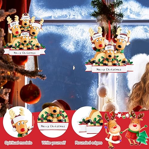 Miniatura 4 de Adornos de Navidad personalizados de renos 2023, adornos familiares de ciervos de alce para árbol de Navidad, colgante con nombre personalizado,