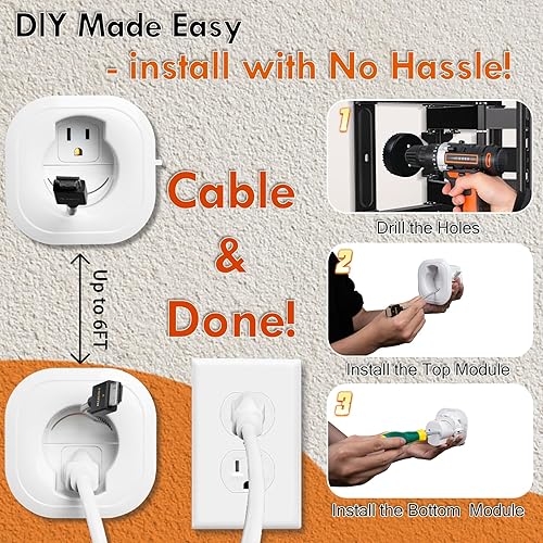 Miniatura 7 de Kit de gestión de cables de pared, soporte para TV y barra de sonido montada en la pared, kit de pared con taladro de sierra de agujero, gestión de