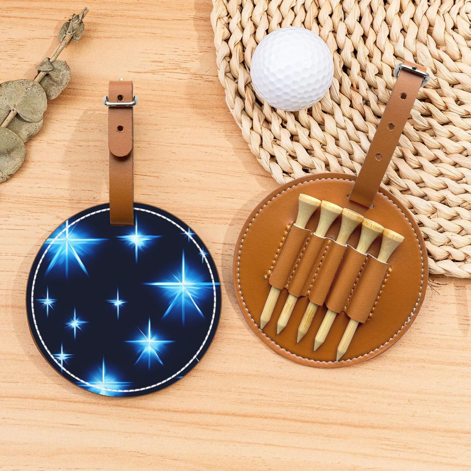 Cartoon Blue Star Brown Golf tee Storage Bag - Durable and wear-Resistant Golf Accessories