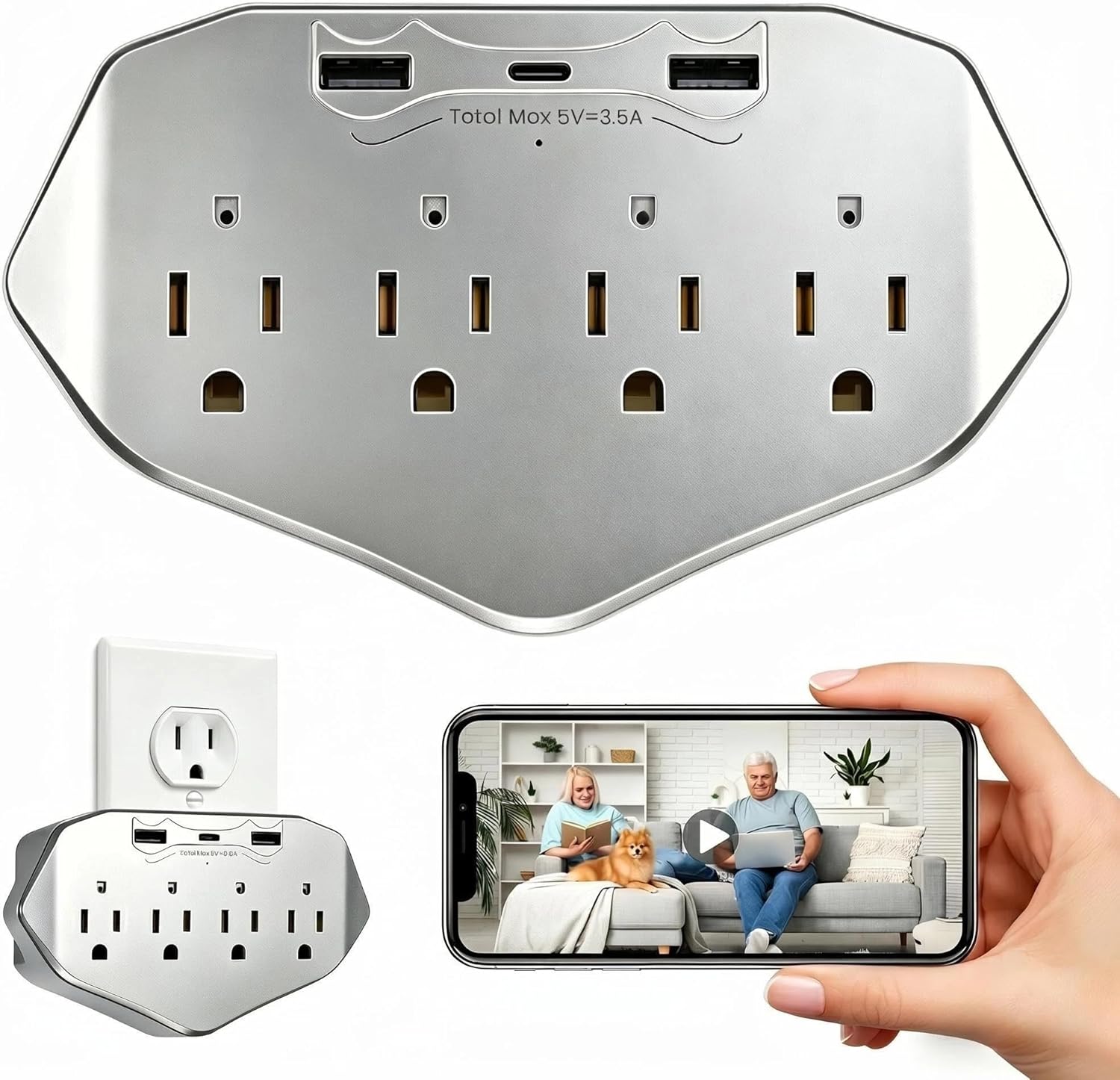 Wall Outlet Security Camera - Plug-in 1080P WiFi Nanny Cam with Local SD Card Storage, 120° Wide-Angle Indoor Monitor for Baby, Pet & Home Surveillance