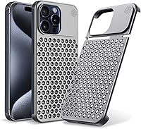 Vista 1 de Arae Funda de metal para iPhone 15 Pro, disipación de calor anticaídas, funda de aluminio delgada antiarañazos para iPhone 15 Pro de 6.1 pulgadas