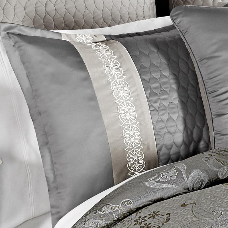 Riverbrook Home Kacee Comforter Bedding Set, King Size, Platinum Glam Décor, 12 Pieces image 5