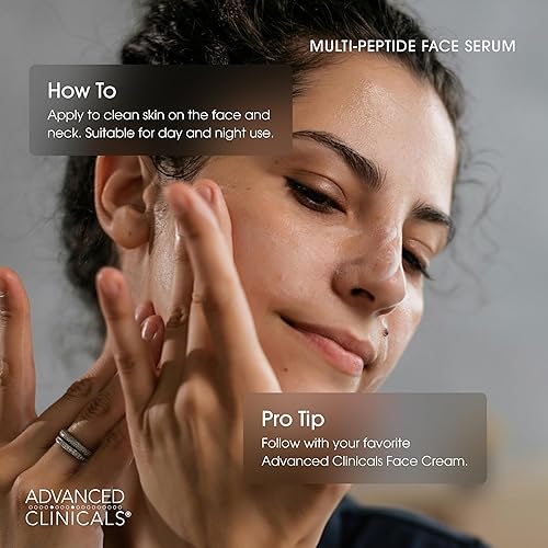 Miniatura 4 de Advanced Clinicals - Suero facial hidratante de péptidos, aceite para combatir las arrugas, líneas finas e hinchazón Concentrado de péptidos 6X con