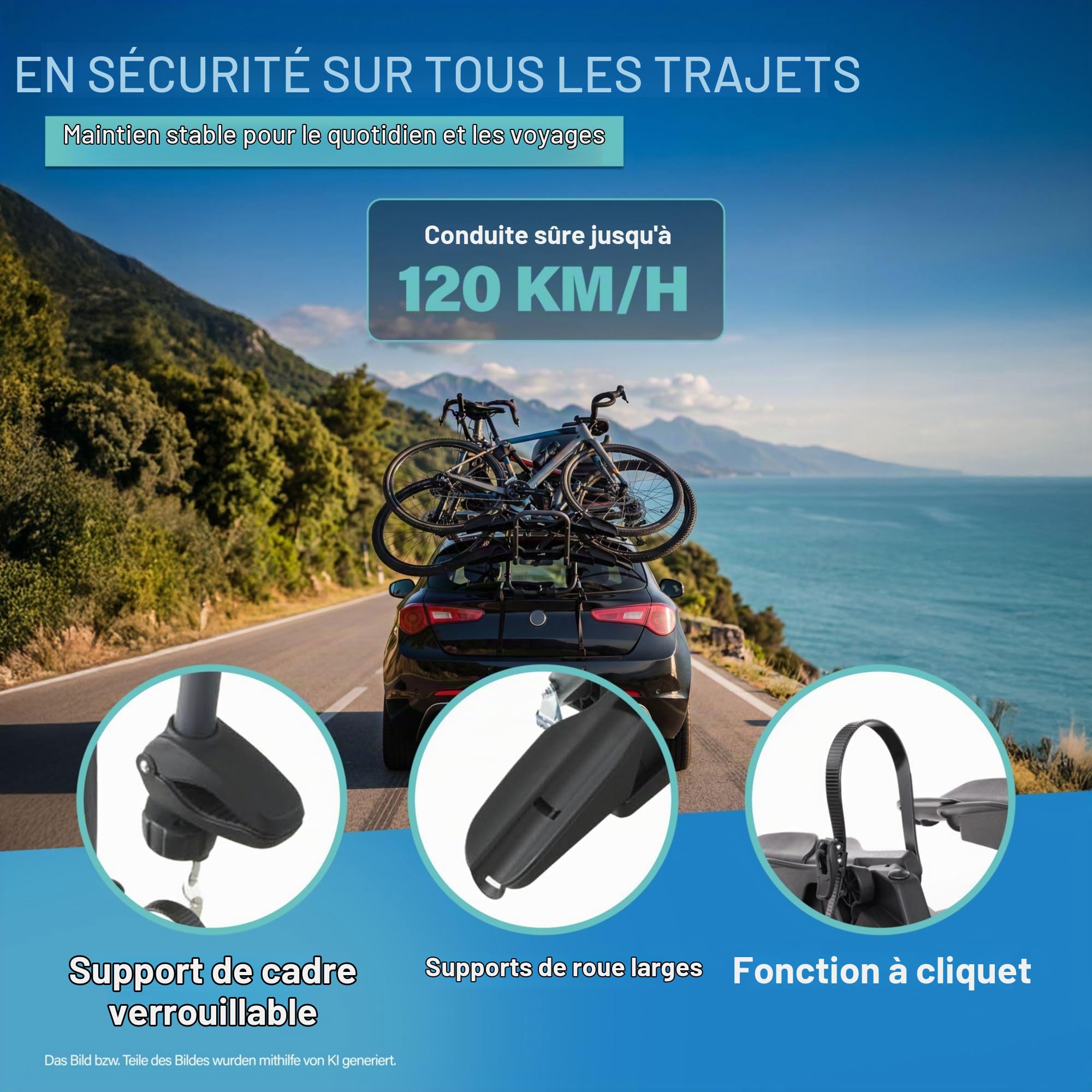 Fischer 10444 Porte-vélos arrière, pour Le Montage sur Le Coffre de véhicule, Noir