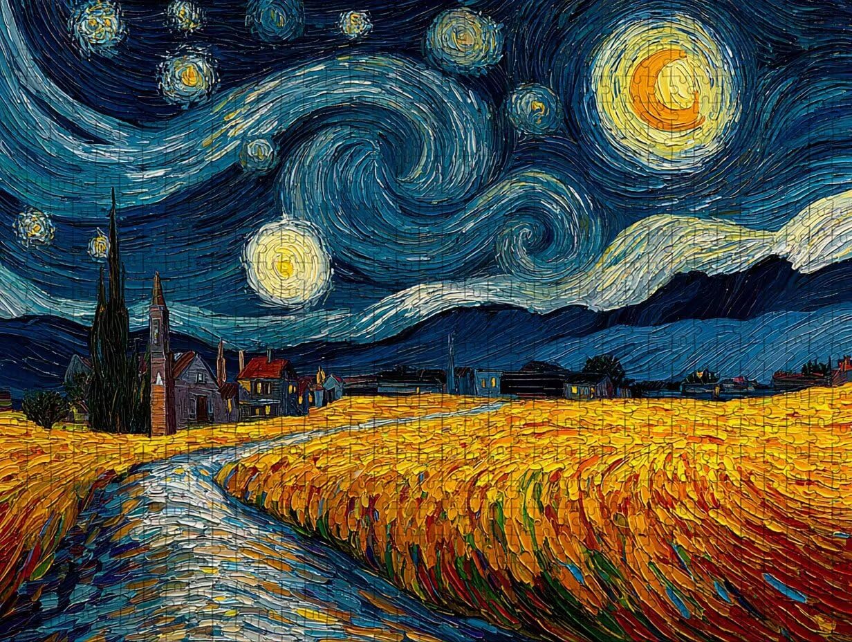 Puzzle Arte con Scatola Cottagea, Cielo Stellato Puzzle Legno 5000 Pezzi Adulti 156x105cm, Attività di Intrattenimento ad Alta Difficoltà, DIY Classici Gioco, Jigsaw Per Tutta La Famiglia, O-6319