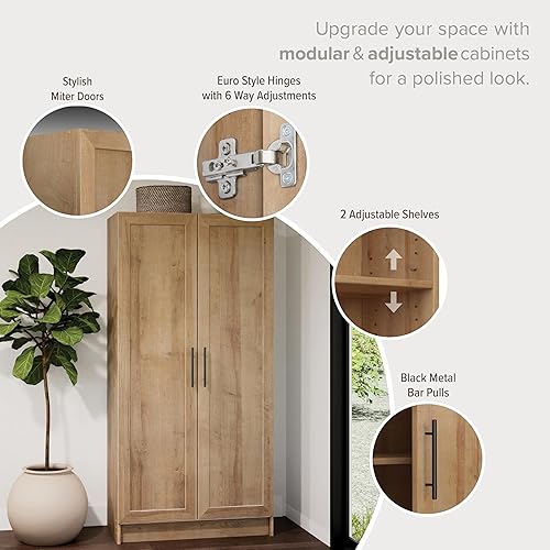 Miniatura 5 de Prepac Elite Accent - Armario con puertas de panel, gabinete de almacenamiento negro, almacenamiento de baño, armario de despensa con 3 estantes,