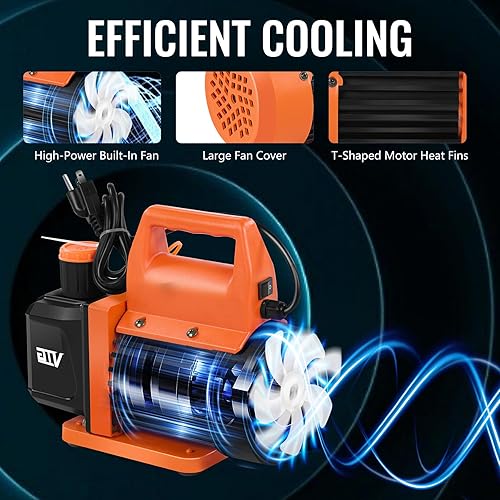 Miniatura 4 de Juego de bomba de vacío de CA de 4.5 CFM y calibrador, para sistemas Mini SplitHVACAuto, kit de manómetro compatible con R134a R12 R22 R502, incluye