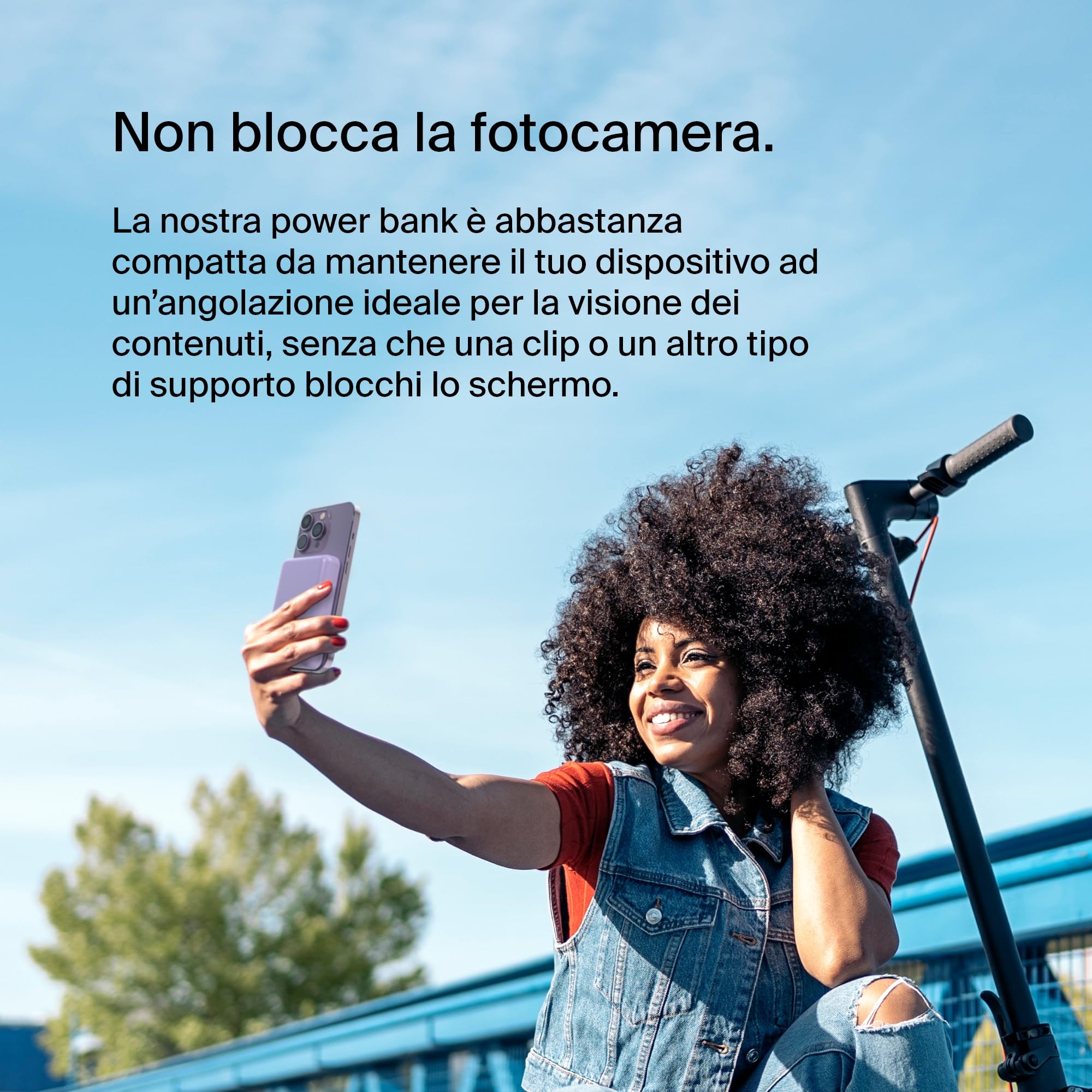 Belkin Batteria esterna wireless magnetica da 5000 mAh, caricabatteria portatile con MagSafe, ricarica passante, uscita da 7,5 W, ingresso da 10 W, supporto estraibile, iPhone 17/16/15/14/13, Viola