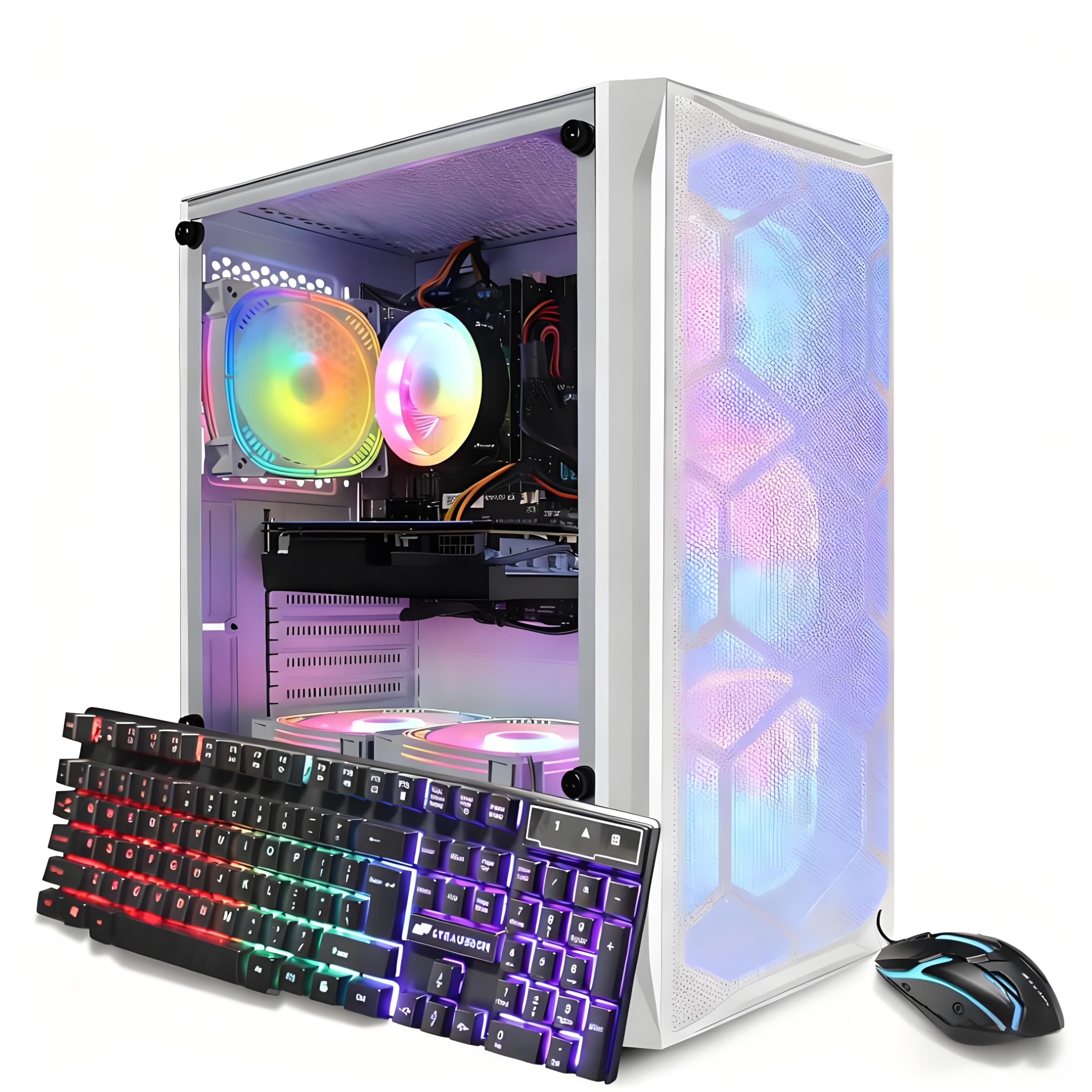 STGAubron Gaming Desktop PC, Intel Core i7 3.4G up to 3.9G, 32G RAM, 1T SSD, Radeon RX 5700 8G GDDR6, 600M WiFi, BT 5.0, RGB Fan x 6, Keyboard & Mouse & Mouse Pad, BT Sound Bar, W10H64