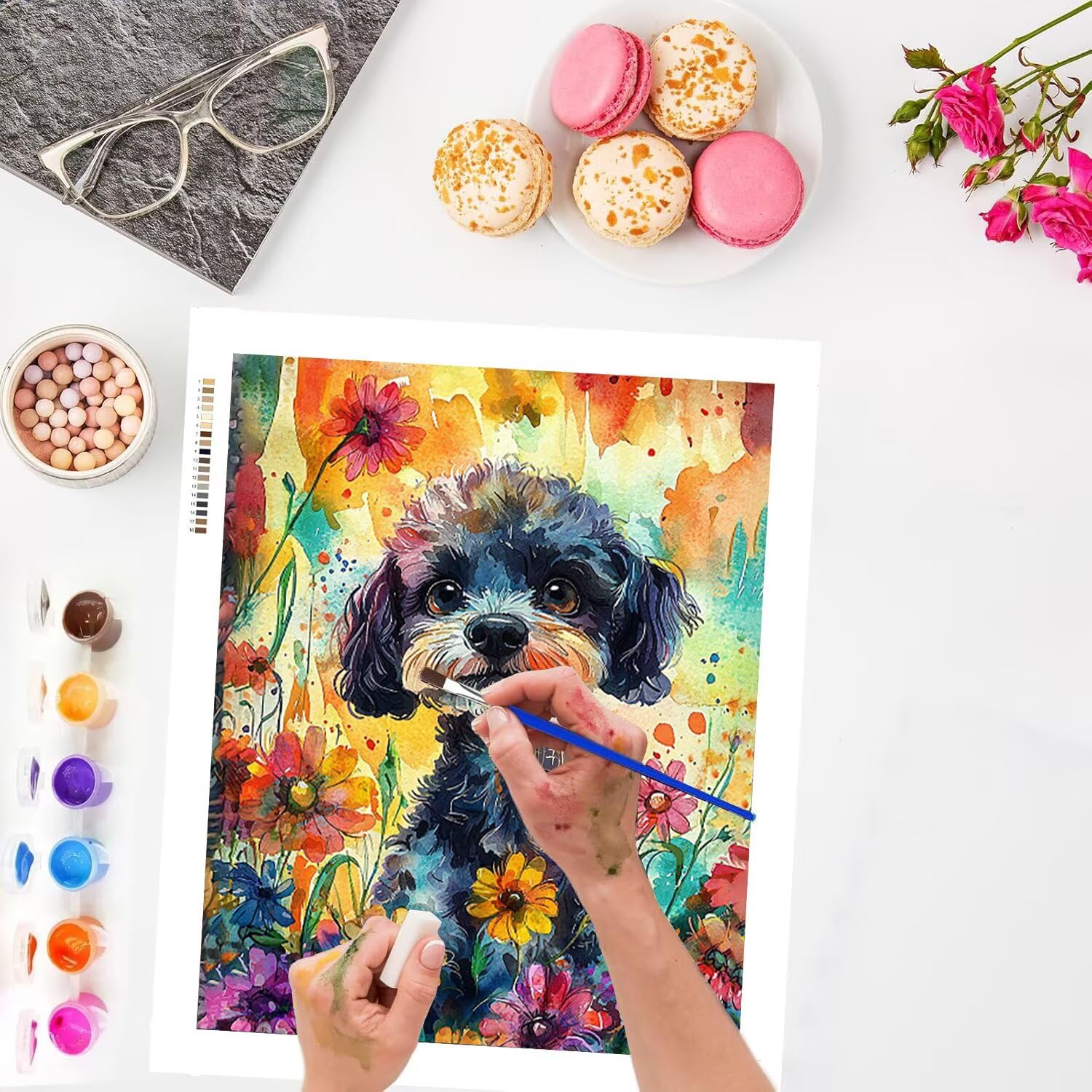 WEISHIWE Chien Teddy Peinture Numero Adulte Kits, 80x100cm m-935
