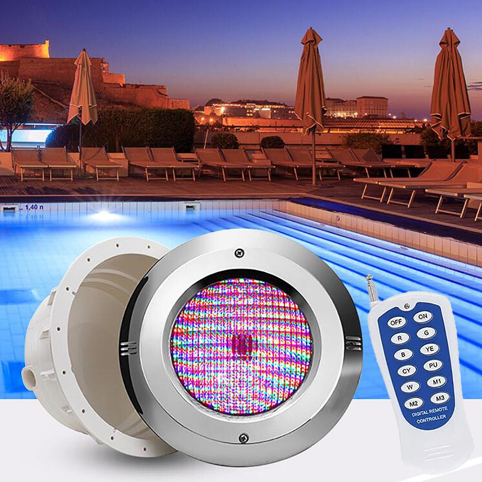Empotrable Lámpara LED - Subacuática Luces Fuente , Luz Pared Con Iluminación Piscina RGB, Luz De Paisaje Subacuático Montada En La Pared Impermeable IP68, Fácil Instalar ( Color : 18W , Size : 12V )