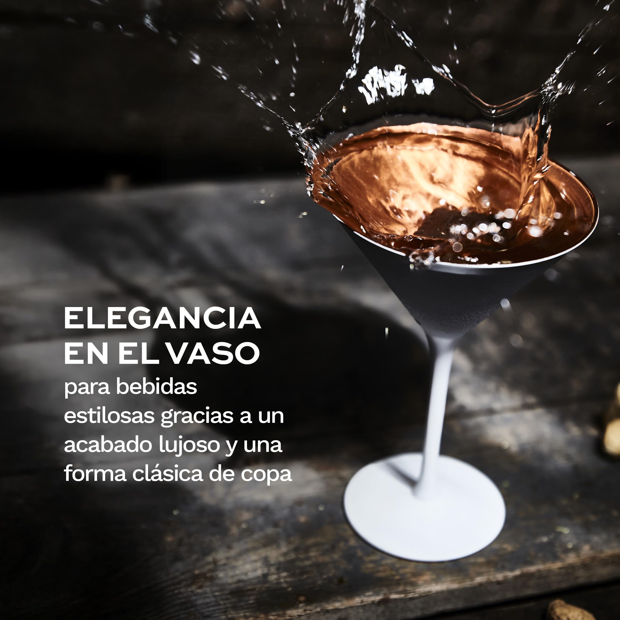 Stölzle Lausitz Copas de Cóctel Blancas/Bronce Set de 6, 240 ml – Copas Elegantes para Martini & Manhattan – Copas de Cristal Sin Plomo – Resistentes al Lavavajillas & a los Golpes