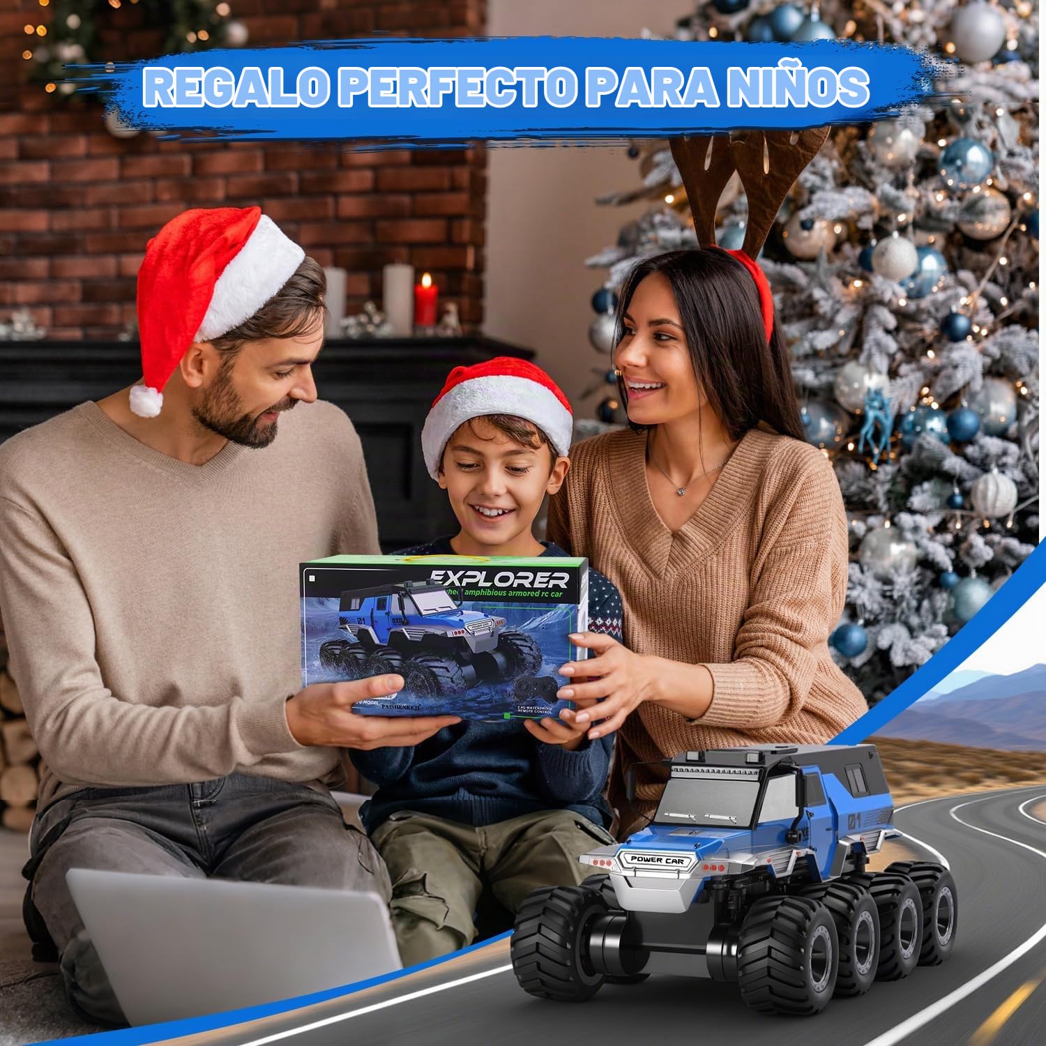 Coche teledirigido Coche RC Juguetes - 8WD RC Car Camión Juguetes Anfibio Off-Road Coche teledirigido 2.4GHz Drift Coche para niños Coches teledirigidos Regalo ideal para cumpleaños, Navidad