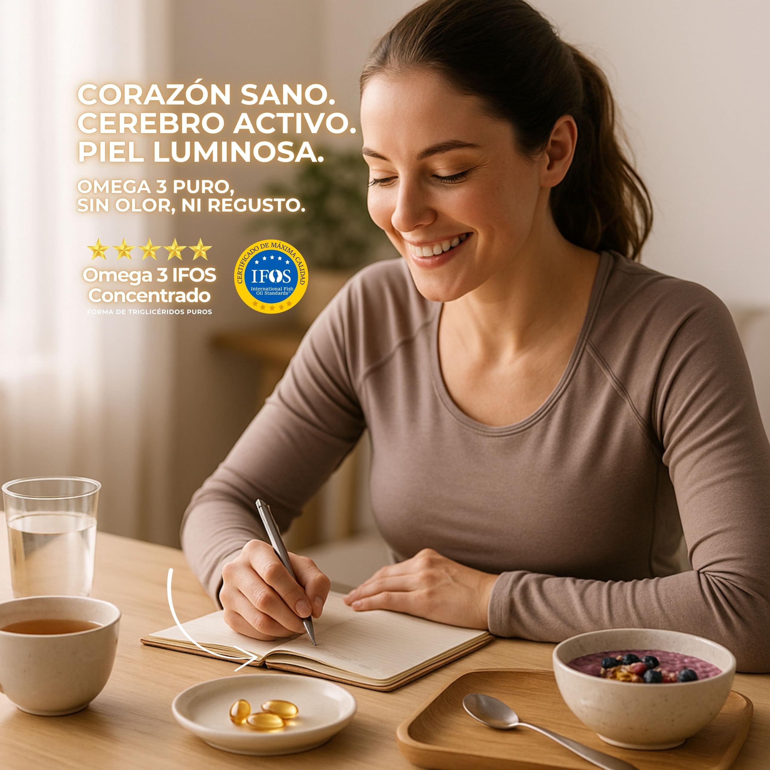 Omega 3 IFOS Capsulas 3000mg con Vitamina E, 30-90 Tomas - Life Pro Healthy, 35% EPA y 25% DHA, 3000mg por dosis diaria, Suplemento para la Salud Cardiovascular, Aceite de Pescado Puro y Destilado