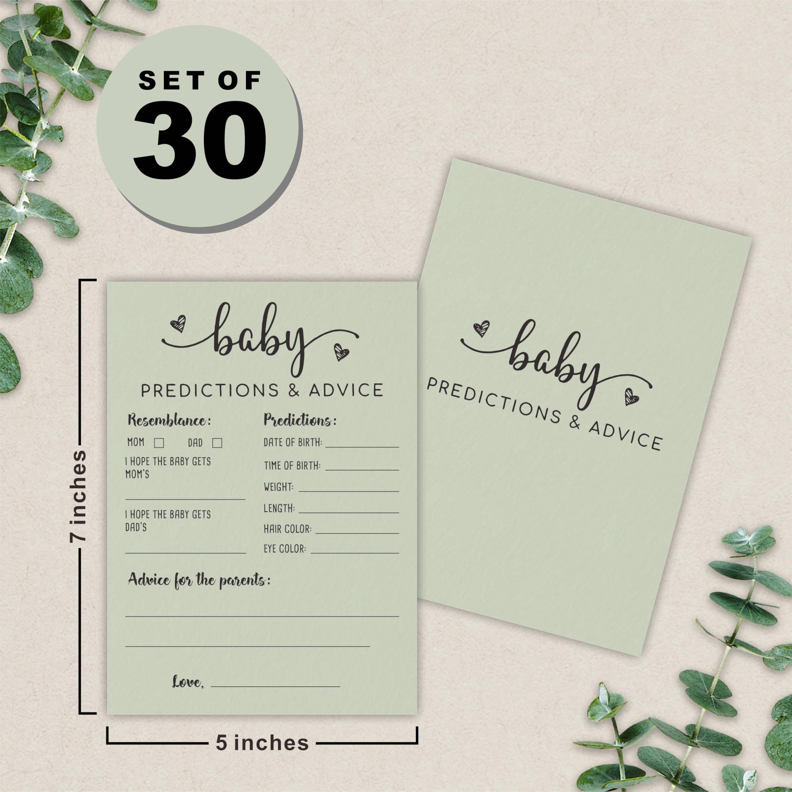 5x7 Baby Shower Gender Reveal Game Cards - Set Of 30 Minimalist Black & White Cards For Guests - View #10