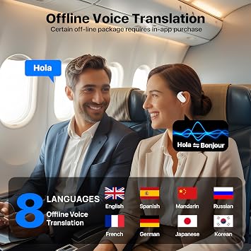 AI Language Translator Earbuds, OWS Real-Time 3-in-1 Translation Earbuds 144 Languages & Accents, Translation Device for Travel Business Learning, White
