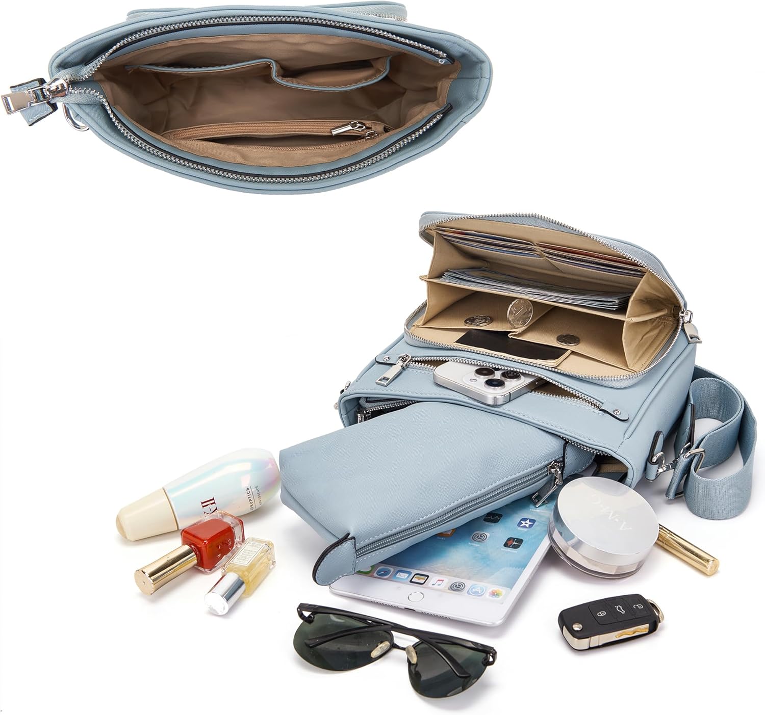 Idesort Soft Crossbody Bags for Women Vegan Leather Shoulder Purses Handbags with Organizer Insert Medium Wallet Bag - Image 4