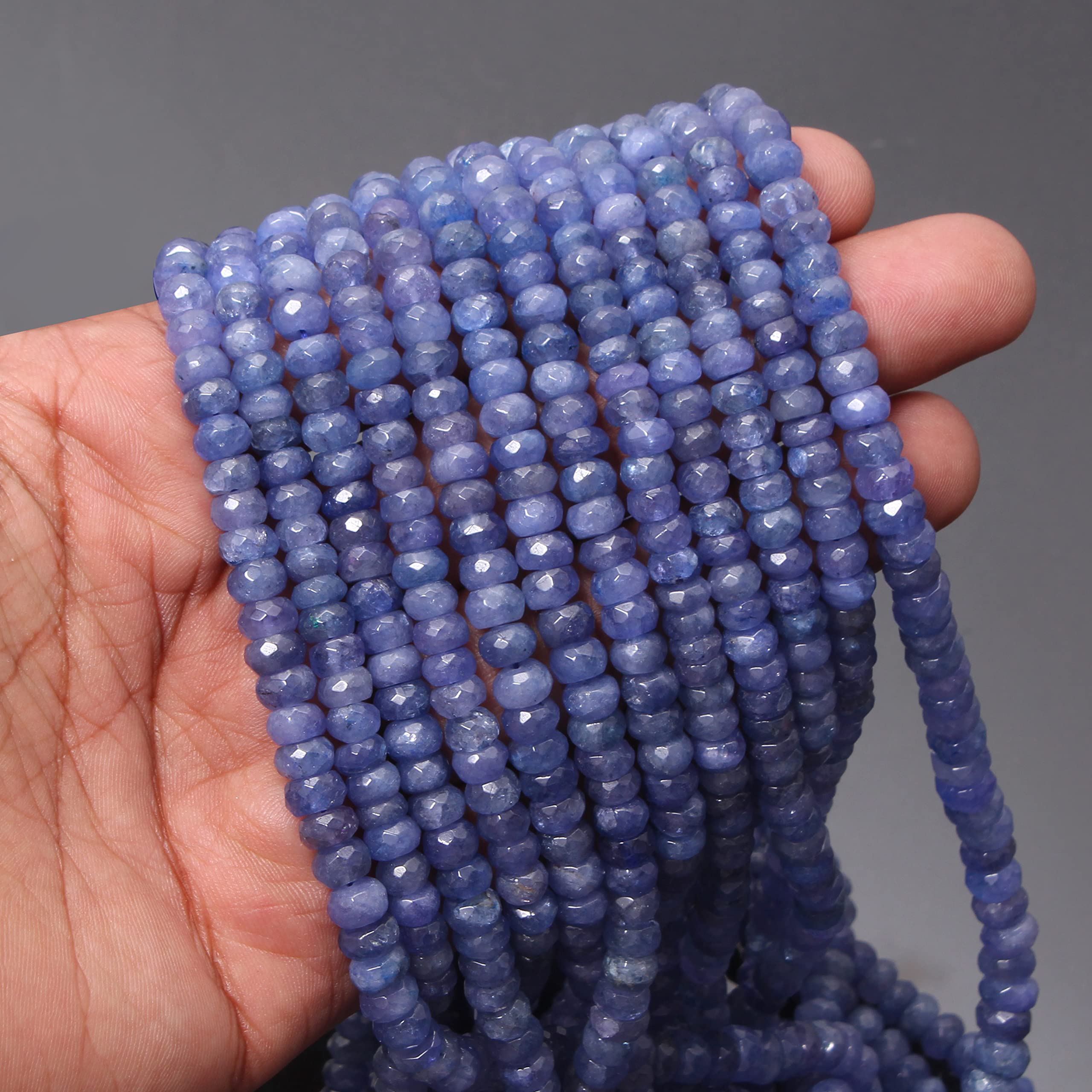 Jaipur Gems Mart Pierres Précieuses Naturelles AAA Tanzanite 3.5-5.5MM Perles Rondelles Facettées 16 "Pouces Collier Fini Couleur Bleue à Brin Complet | Collier De Perles Semi-précieuses Tanzanite