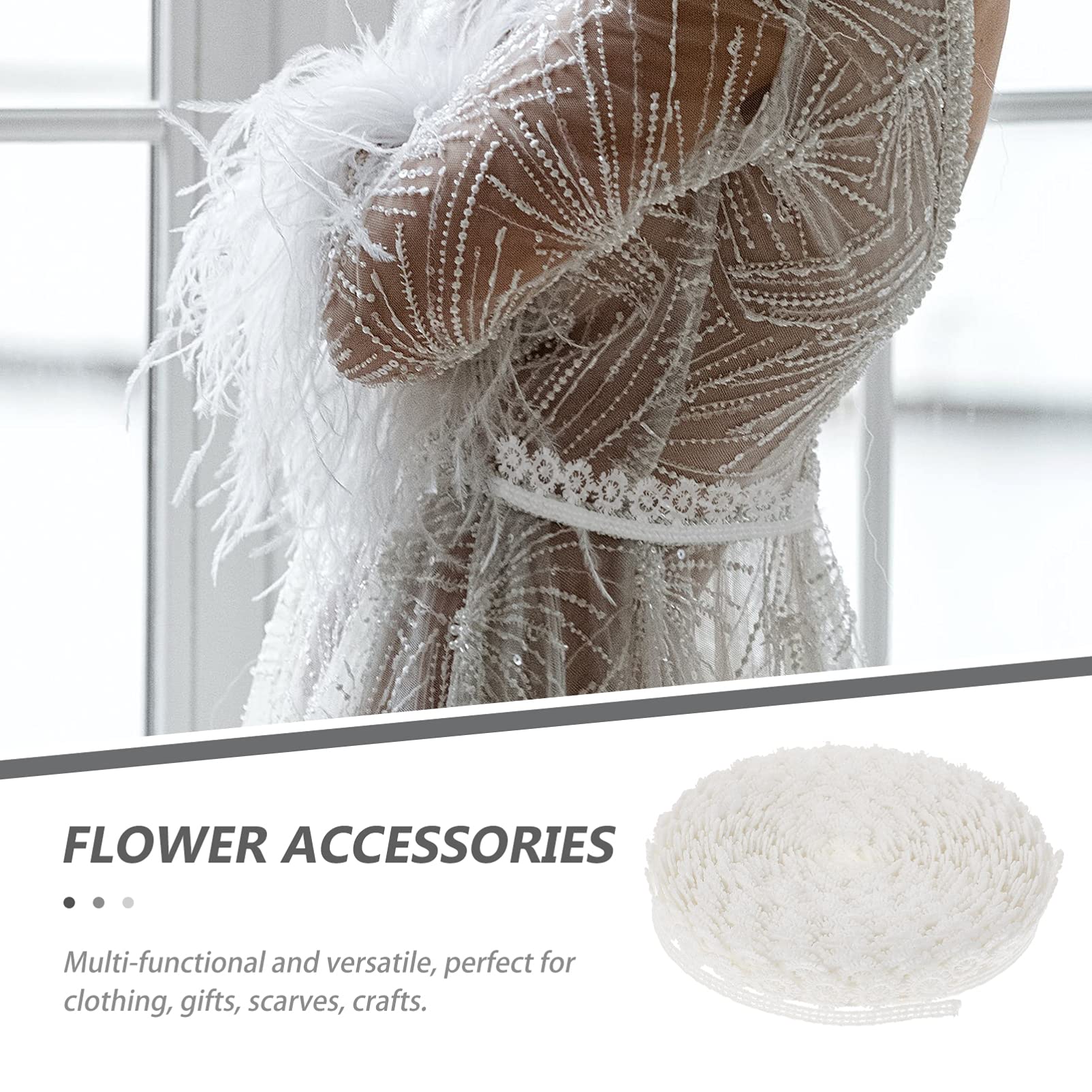 SHINEOFI 4rollos Cinta De Encaje Decorativa De Material Para Manualidades Para Vestidos De Novia y Decoración De Ropa Bordado Elegante Para Costura y Accesorios Yardas De Encaje
