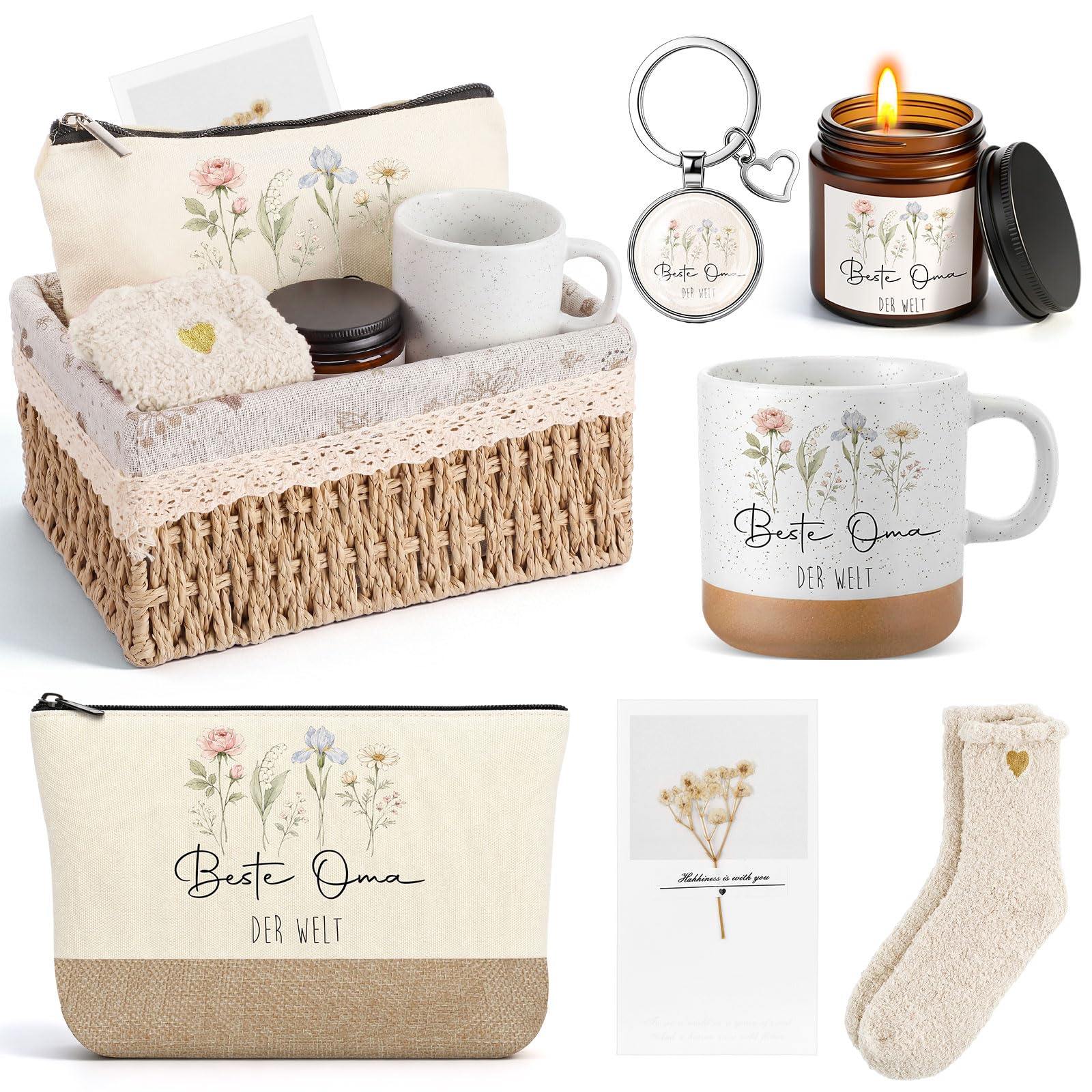 Hestya 7-Teiliges Oma Geschenk Set Beste Oma Geschenke Wellness Geschenkkorb Geburtstagsgeschenk Muttertagsgeschenk Dankeschön Geschenk