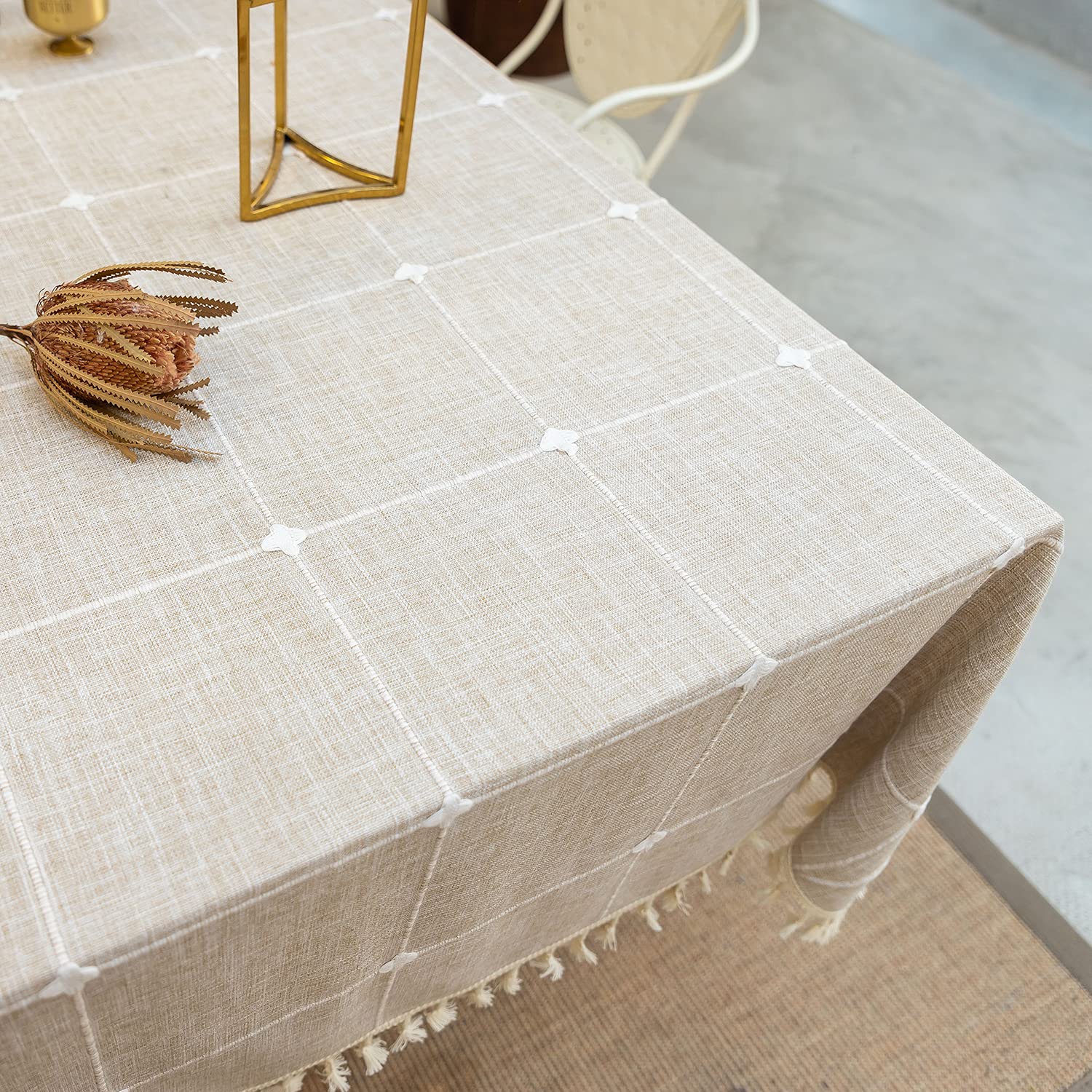 Nappe 135 x 230 cm - En coton et lin - Pour cuisine, salle à manger - Sans plis - Rectangulaire, allongée