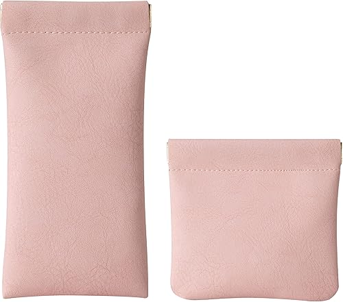 GIWULAKY Pequeña bolsa de maquillaje portátil, sin cierre automático de cremallera pequeña bolsa de cosméticos, Rosado, Mini bolsa de cosméticos con