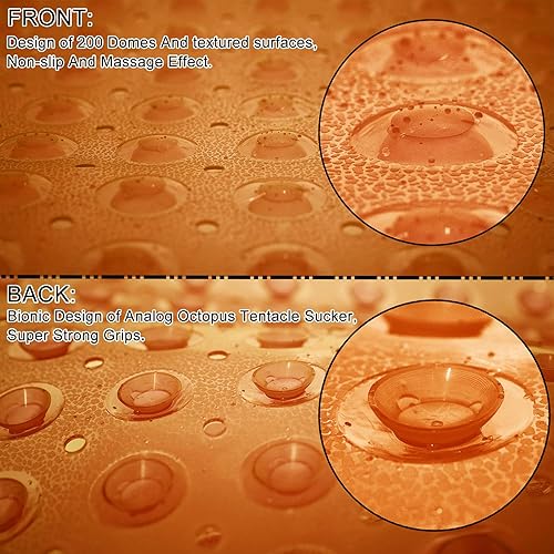 Vista 56 de Alfombrillas para bañera de ducha, extra largas, antideslizantes, de 39 x 16 pulgadas, con orificios de drenaje y ventosas, lavable a máquina