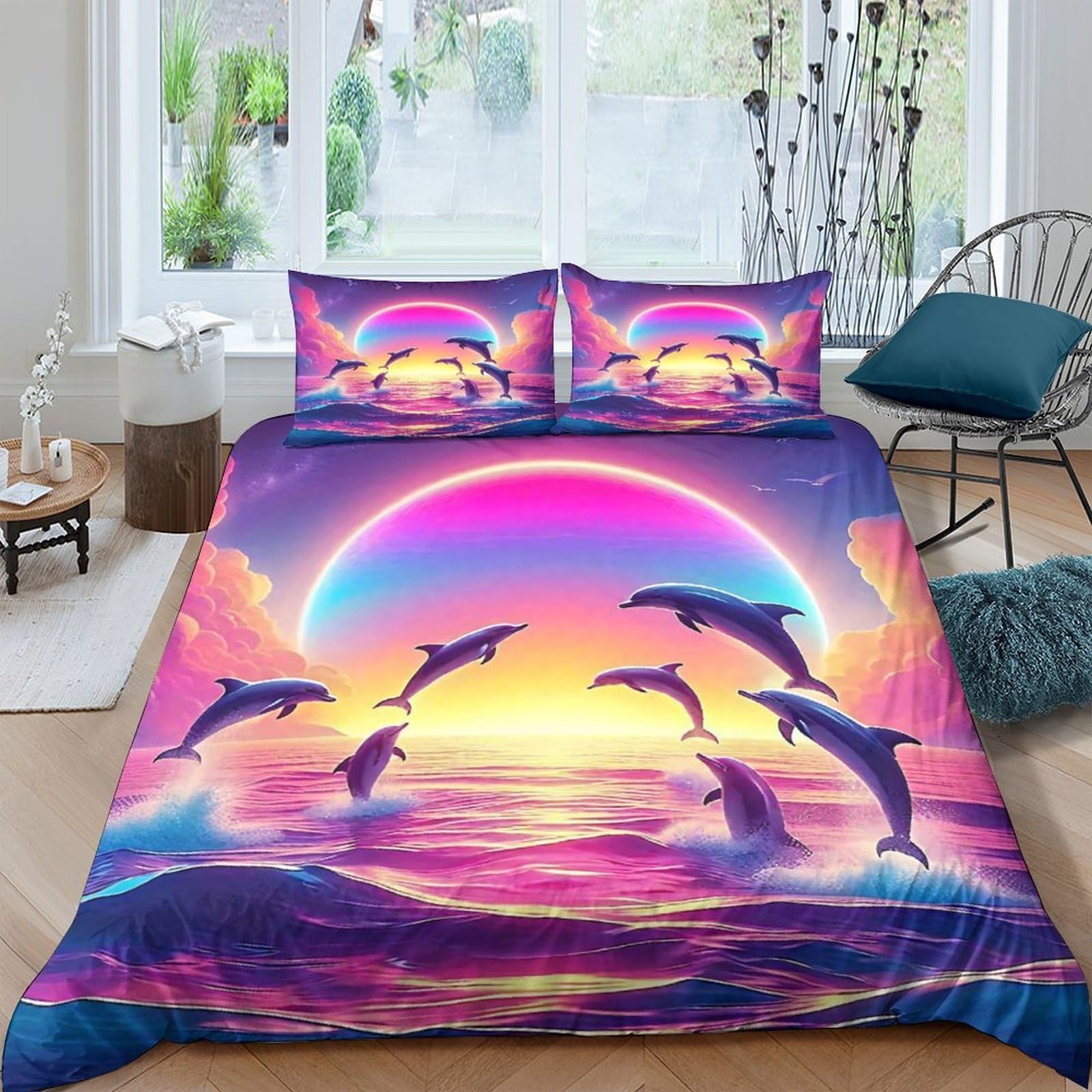 Housse de couette dauphin ensemble de literie 3 pièces pour lit double
