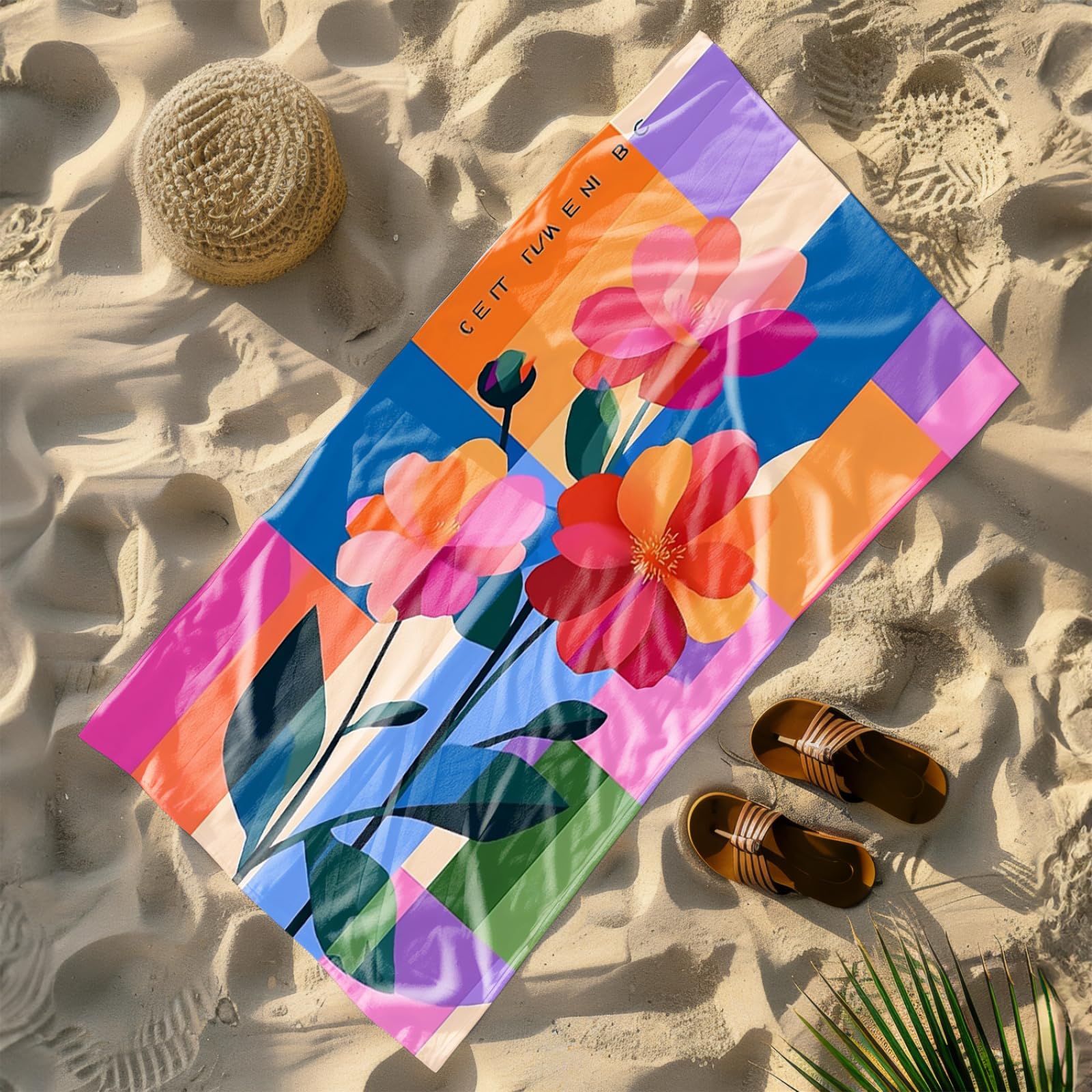 Generico Telo Mare Microfibra 200X100 Fiore Rosso Asciugatura Rapida Telo da Spiaggia Sabbia Per Donna Uomo Viaggi Vacanze Nuoto Campeggio