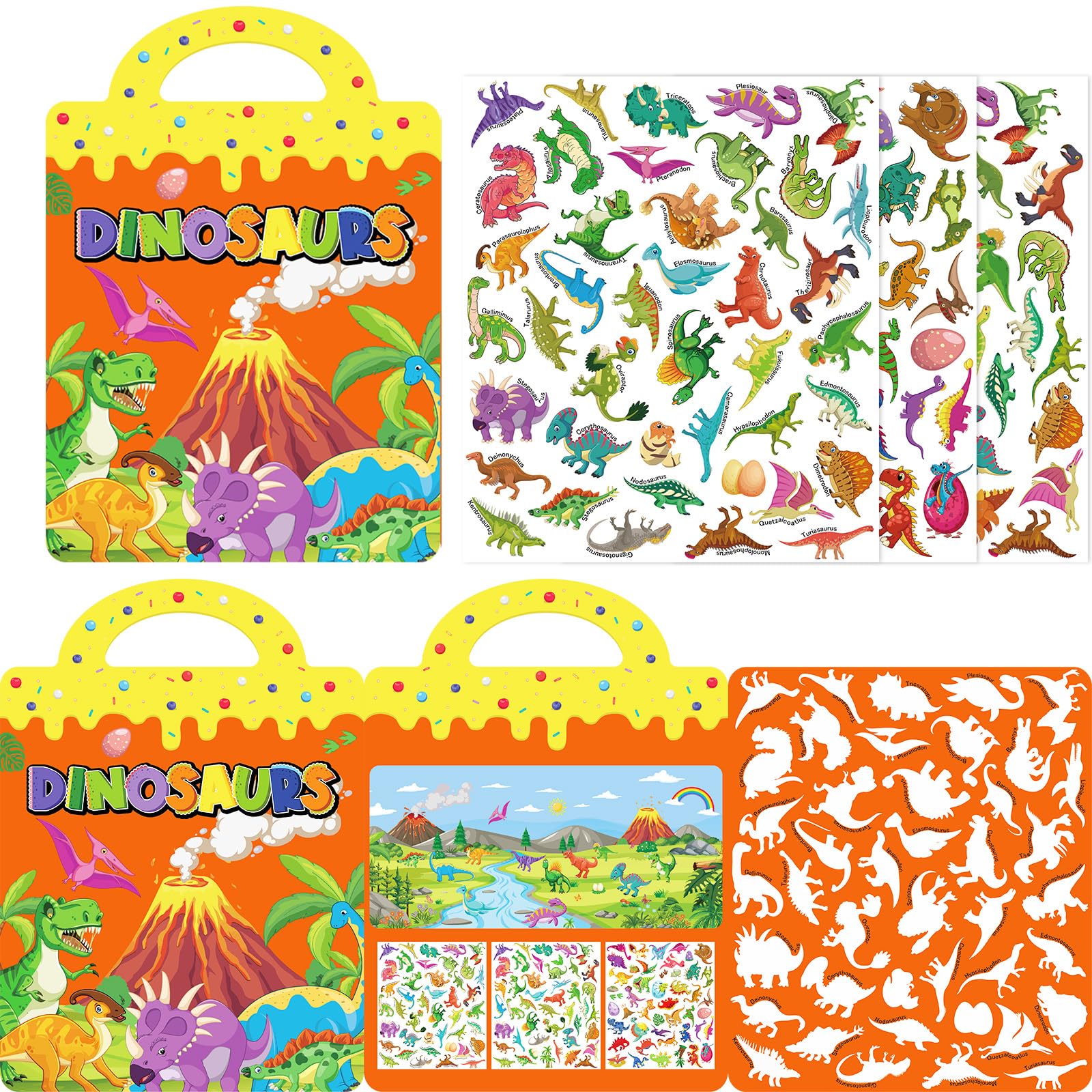 Lemicin Dinosaur Reusable Sticker Book