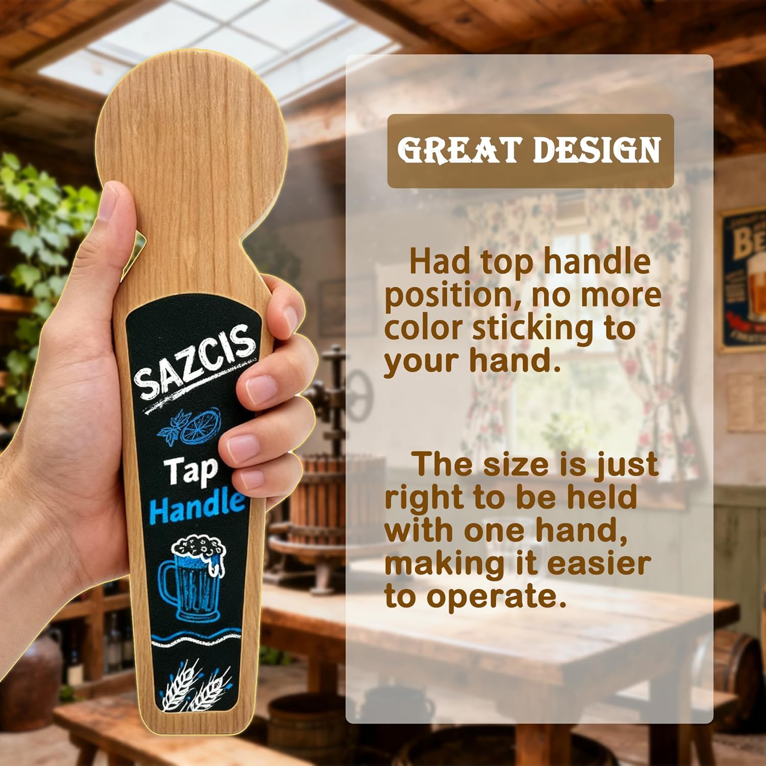 Beer Tap Handle ，8 Keg Tap with 4 Pen Set & Gift Wrapping, Cherry Wood Keg Tap Handle for Kegerator, Homebrew & Bars