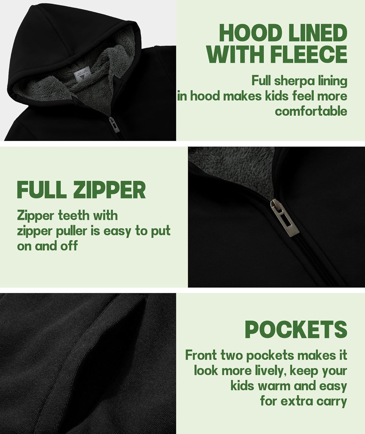 JACKETOWN Boys Zip Up Hoodie Kids Fleece Jacket Unisex Sherpa Lined Hooded Sweatshirts Girls Casual Outerwear 6-15 Years - Image 3