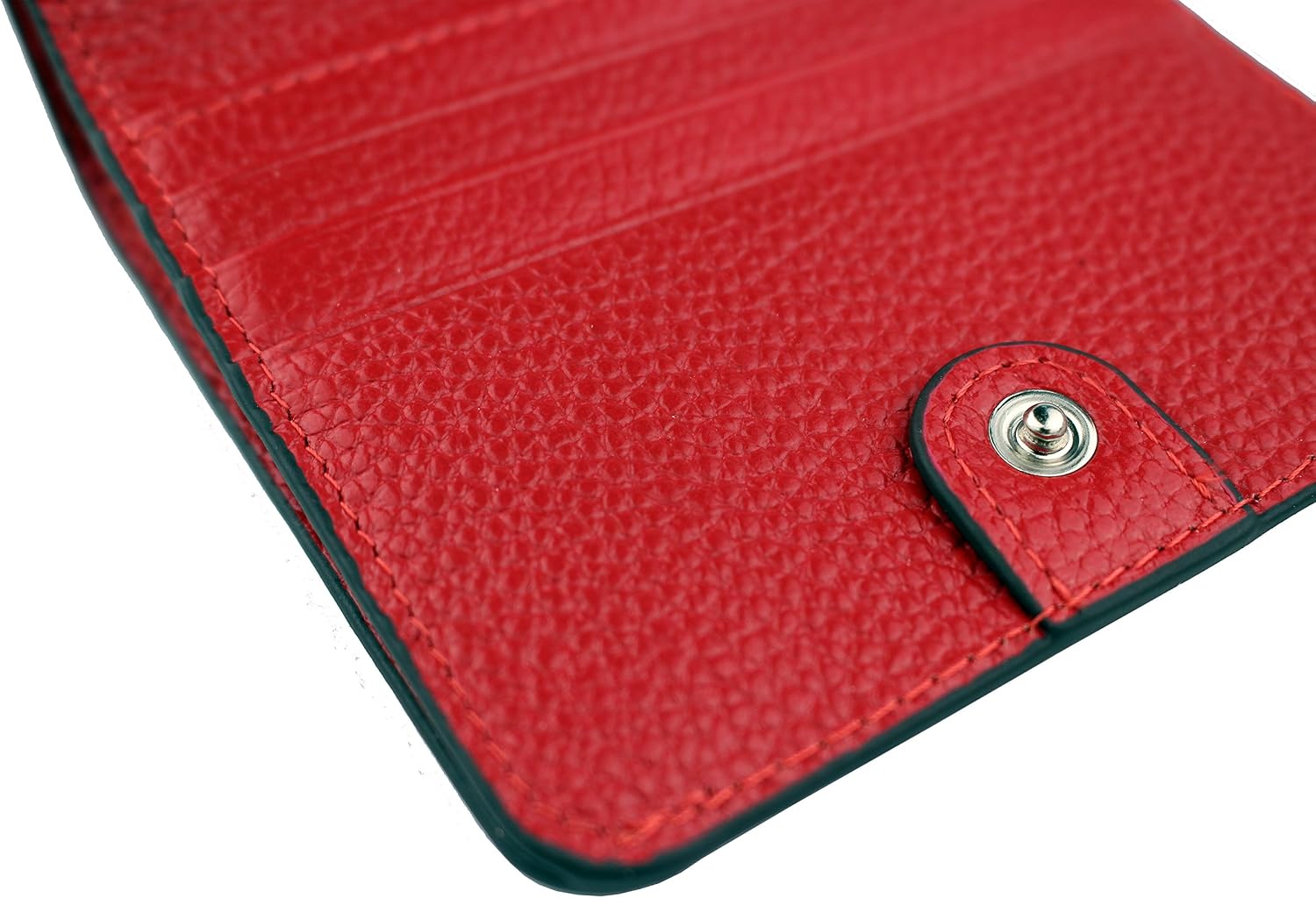 Women's RFID Blocking Small Genuine Leather Wallet Ladies Mini Card Case Purse (Red)