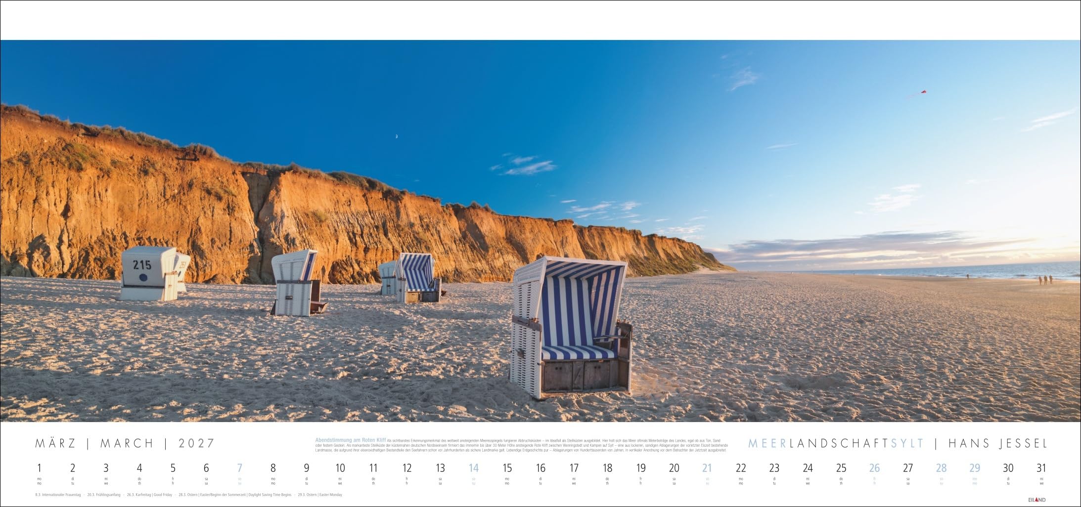 Meerlandschaft SYLT Kalender 2027 - Hans Jessel: Großer Panorama-Wandkalender mit Fotos des bekannten Künstlers Hans Jessel. Meereslandschaften eingefangen in einem XXL-Fotokalender.