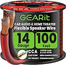 GEARit 2x2.5mm² Speaker Cable 30.48 m/100 ft,Speaker Wire with Foot Markers & Polarity Markings,14 AWG Wire for Car Audio & Home Theater Speakers,Audio Cable for DIY Installations,CCA(Black Red)
