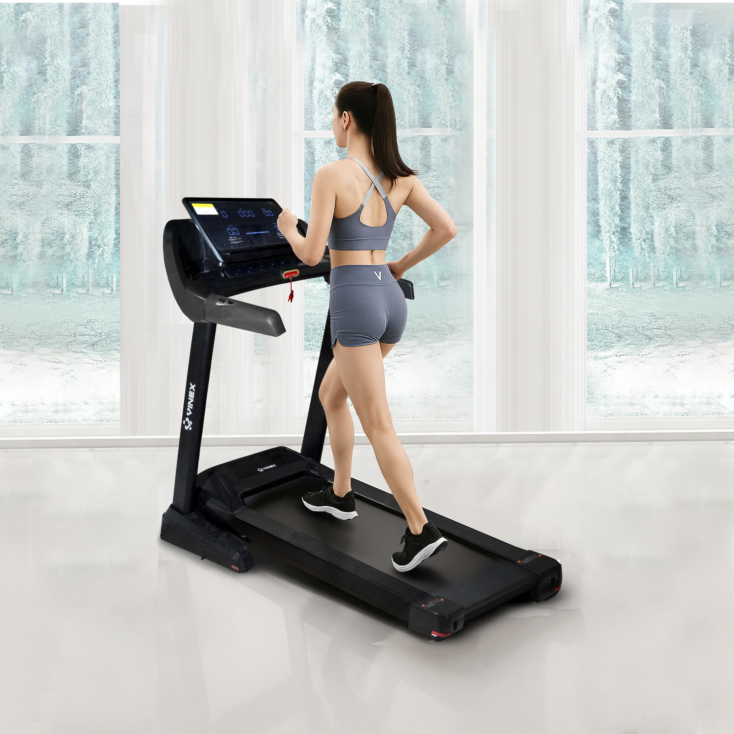 Vinex Luxury Treadmill-ETOS Digital Display, Motorised Treadmill for Home Use Max User Weight 120 Kg Foldable Workout Programs Speed Range 1-14.8Km/H-image-48