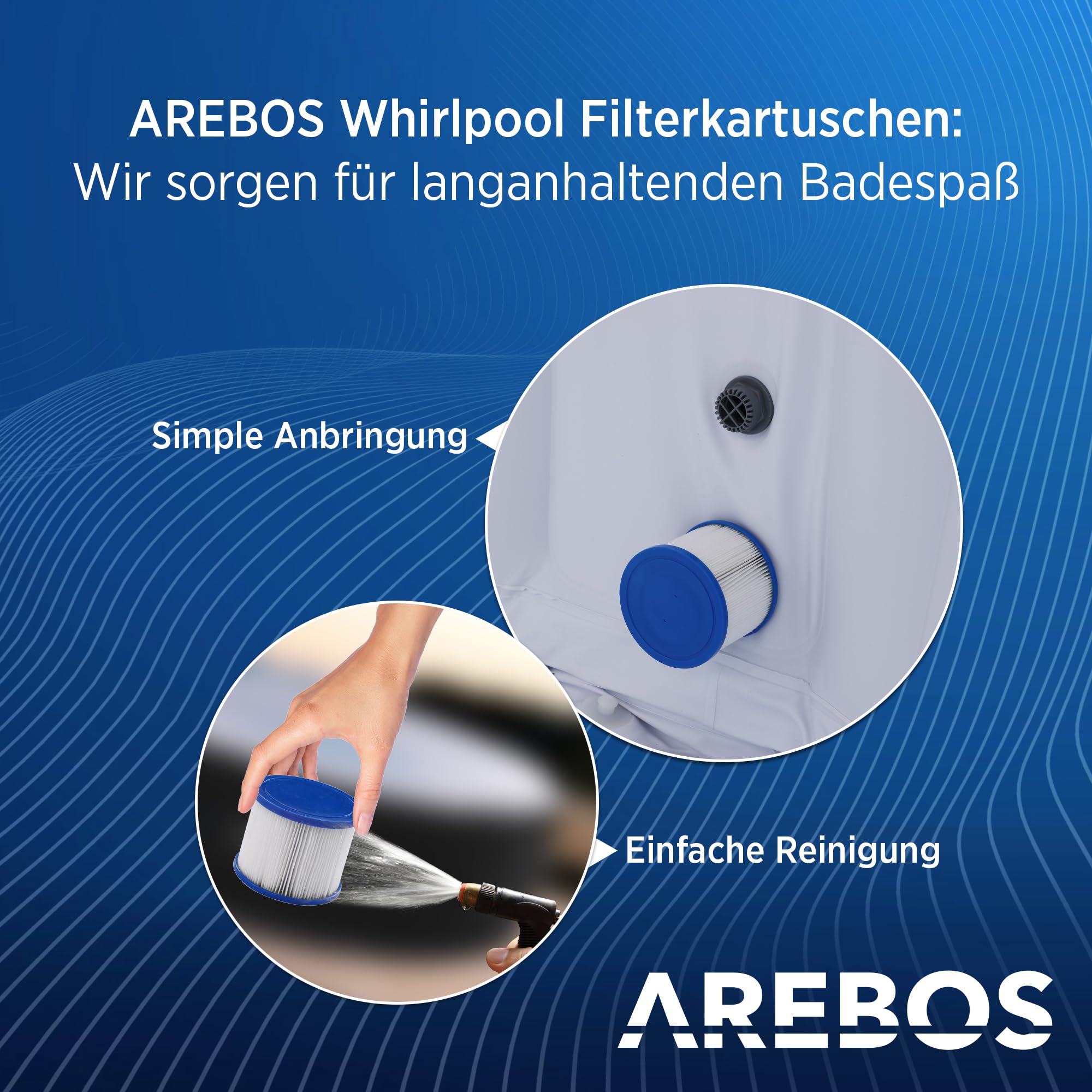 Arebos Filterkartusche Spa Whirlpool | Poolfilter kompatibel Spa Pools | Ersatz Filter aufblasbare Pools | auswaschbar | Filter für Whirlpool | 6 Stück