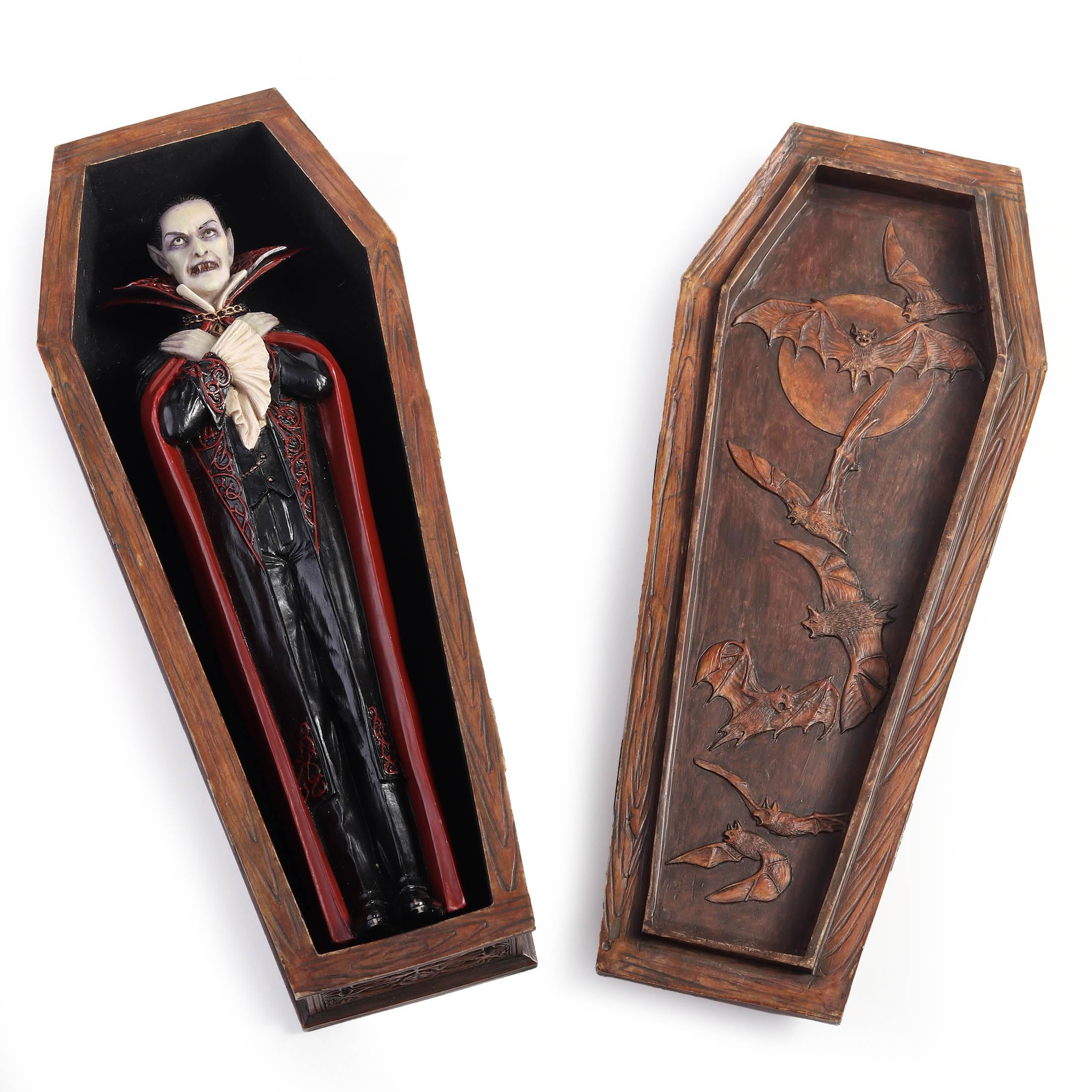 Veronese Design Klassischer Vampirsarg mit Graf Dracula, handbemalt, Filmkreatur, Horror, Sammelfigur, 21,6 cm