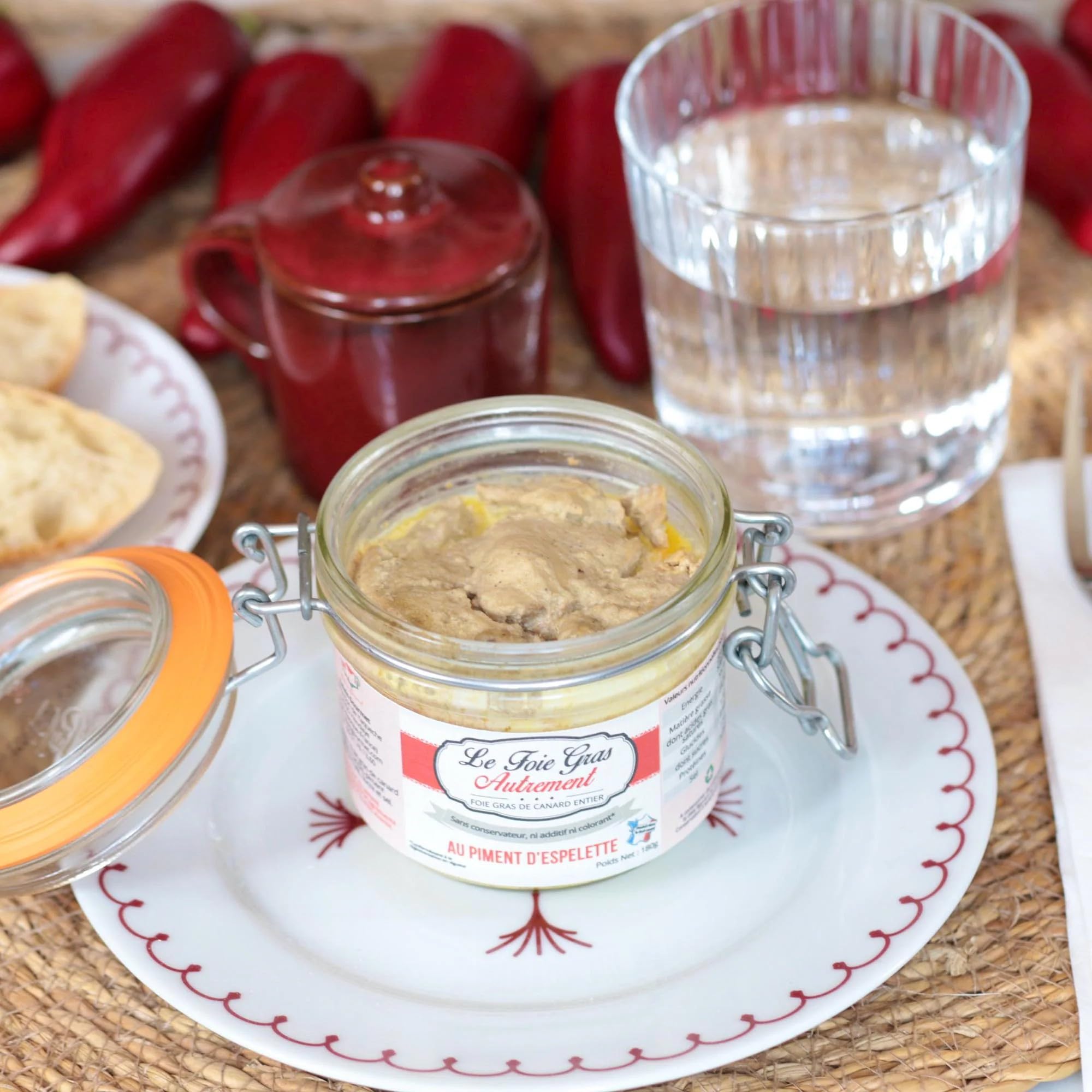 Relais Gourmet Foie Gras de Canard Entier au Piment d'Espelette AOP 180 g | Artisanal Français | Sans Conservateurs, Additifs ni Colorants | Saveur Subtile & Authentique du Sud-Ouest