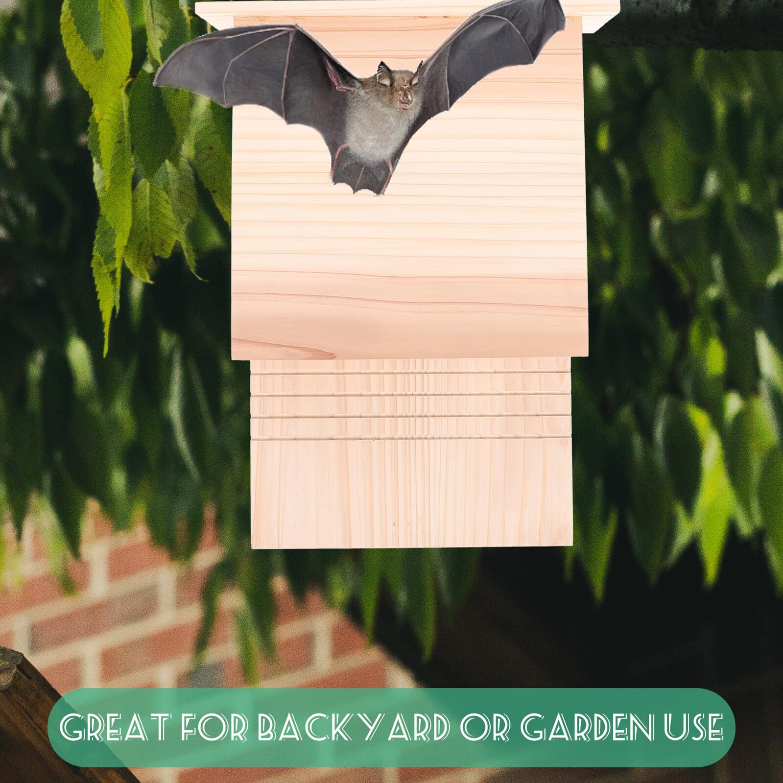 Veemoon Casetta per Pipistrelli da Esterno in Legno Massello, Rifugio Naturale per Pipistrelli da Giardino, Bat Box Fatta a Mano per Cortile e Habitat Fauna Selvatica
